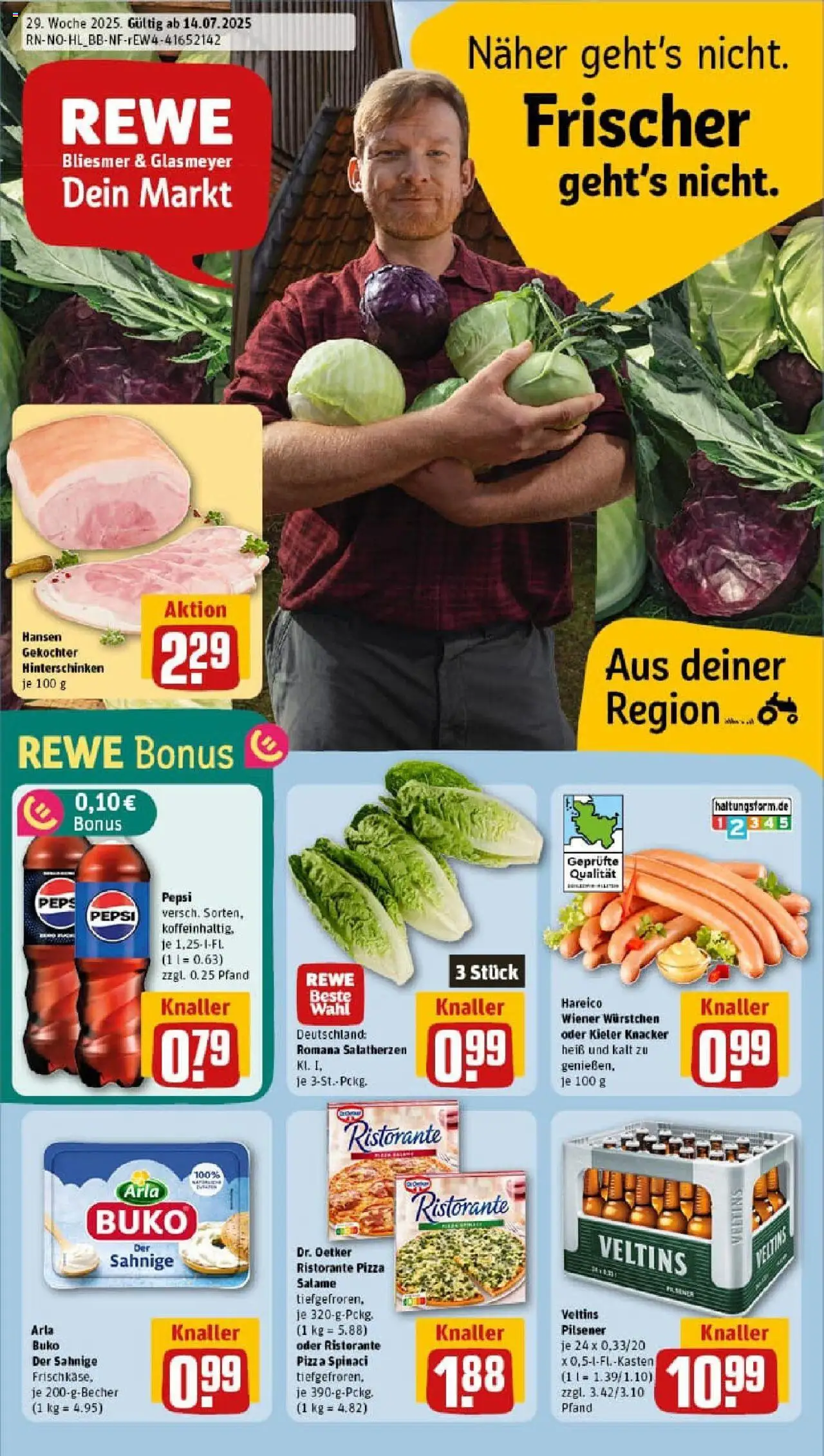 REWE Prospekt ab 13.07.2025 nächste Woche - Prospekt Schenefeld - Pizza, Ristorante, Veltins, Pepsi, Arla buko, Wiener wurstchen