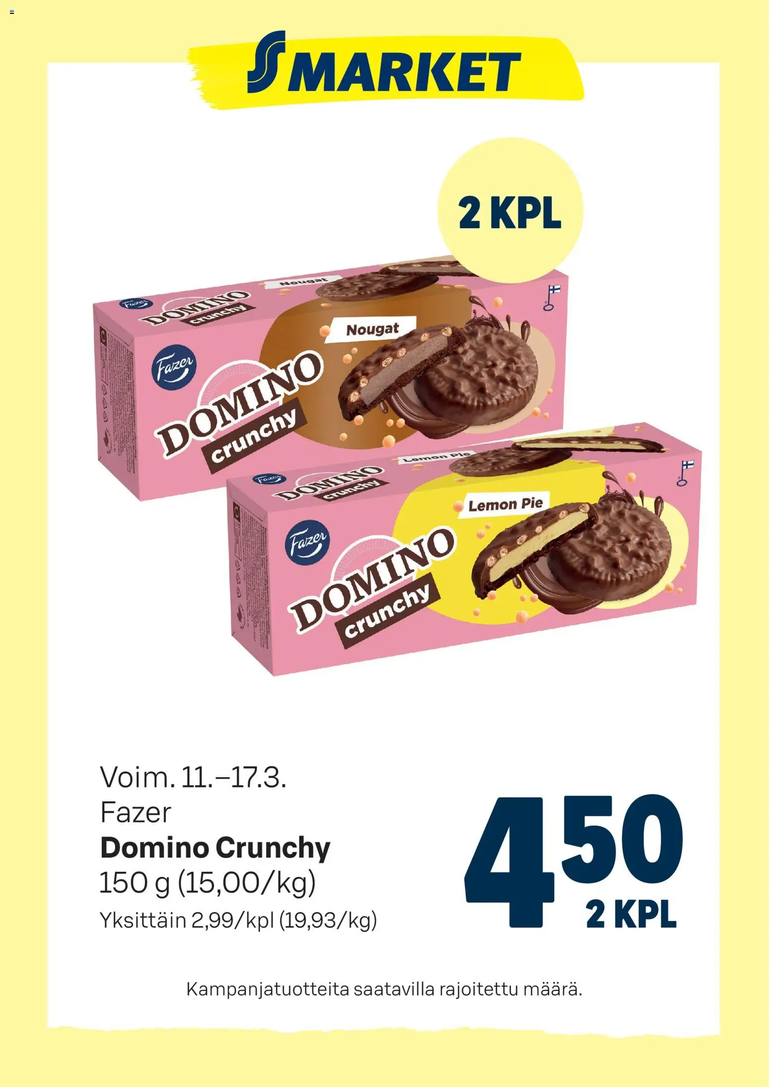 Kaupan S-market S-market tarjoukset Domino Crunchy esikatselu, voimassa 11/03/2026