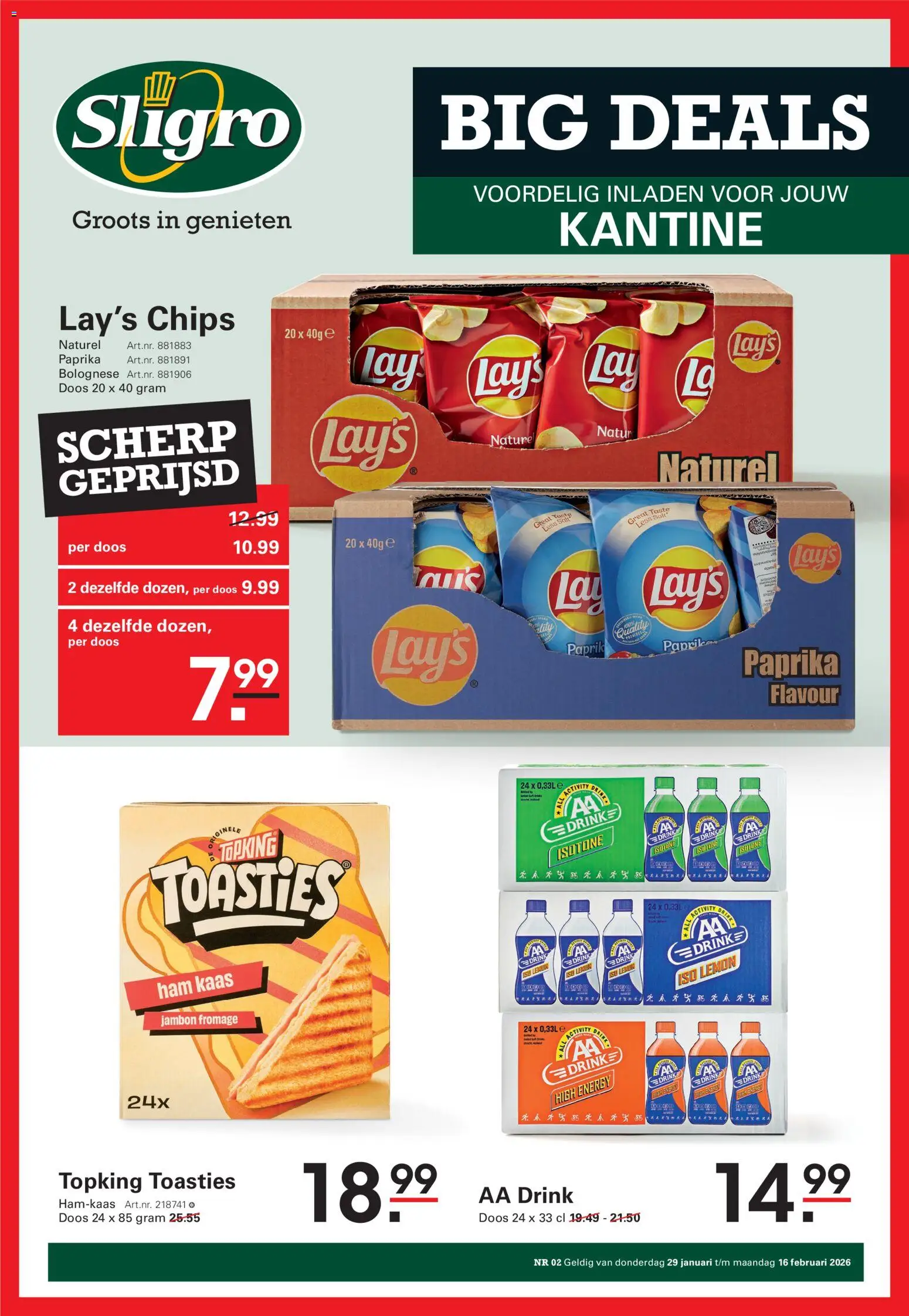 Voorbeeld van Bigdeals kantine van winkel Sligro geldig vanaf 29-01-2026