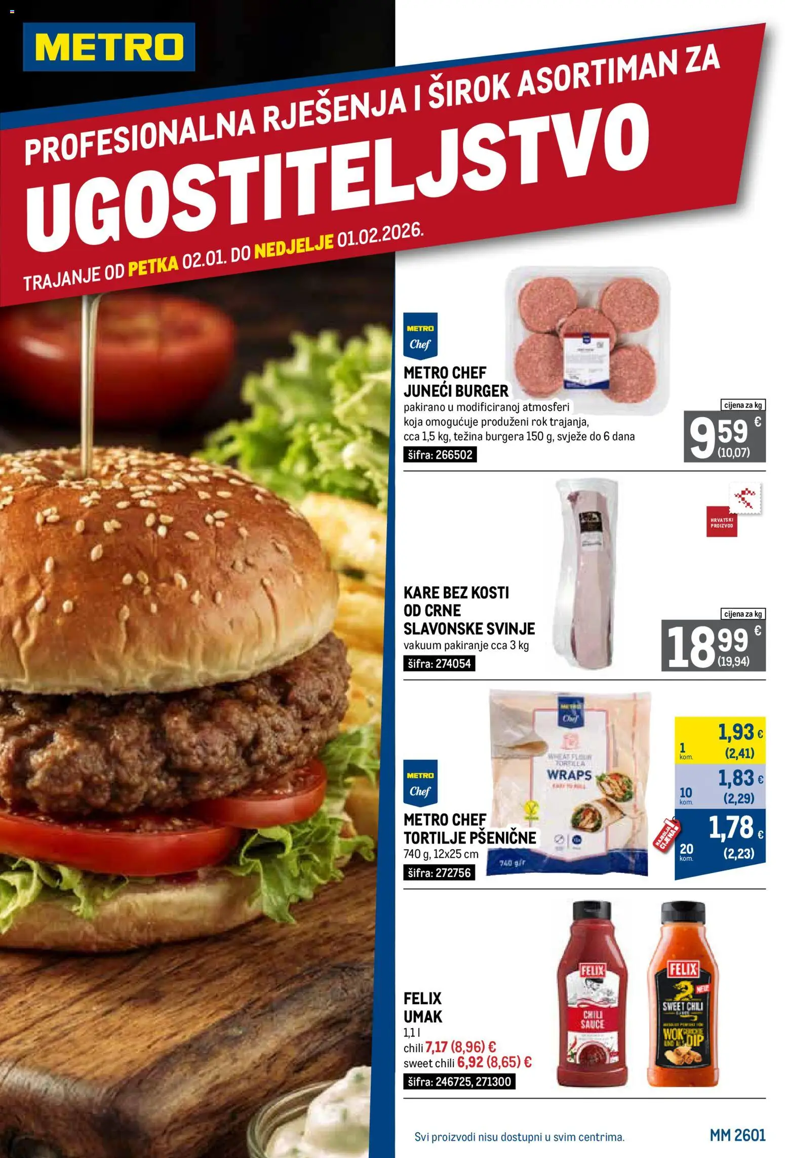 Pregled letka Profesionalna rješenja za ugostiteljstvo trgovine Metro vrijedi od 02.01.2026
