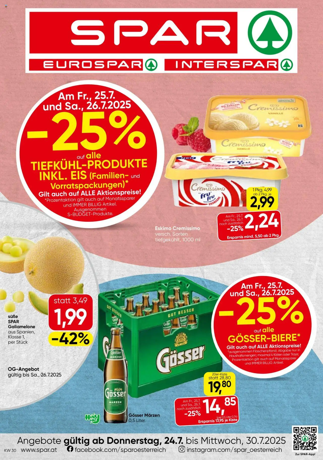  SPAR Flugblatt 24.07.2025 - Prospekt " Wien" - Seite 1 - Eis, Vanille