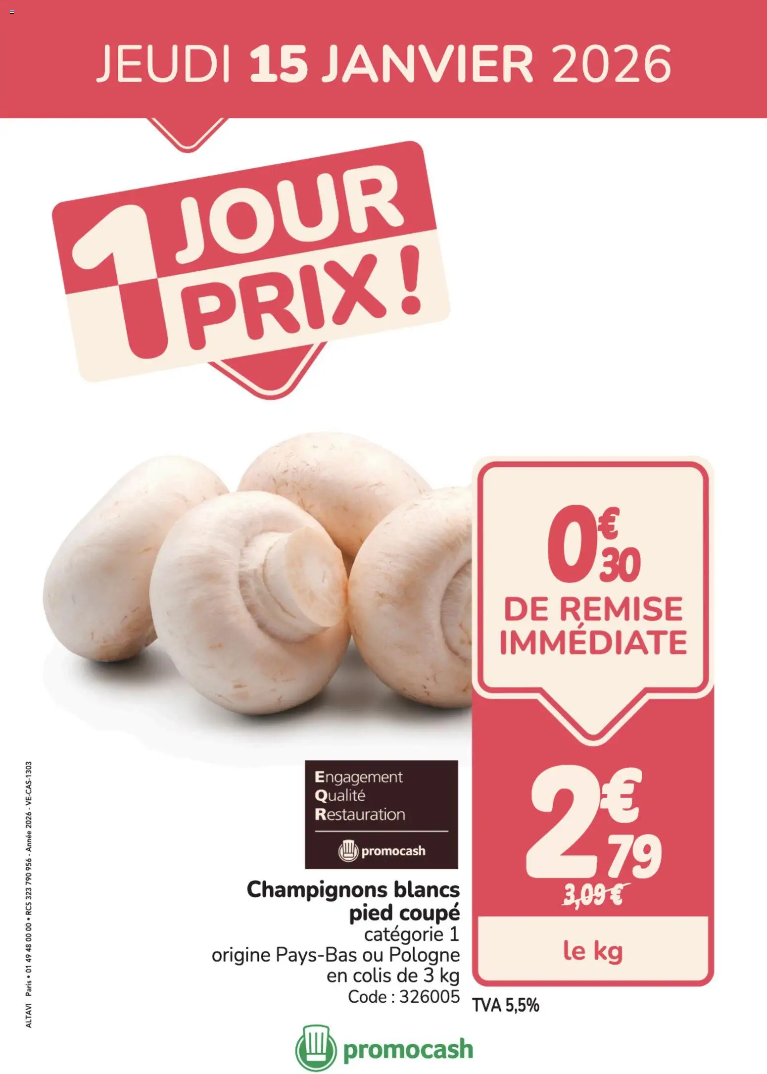 Prévisualisation de PROMO champignons du magasin Promocash formulaire valide 15/01/2026