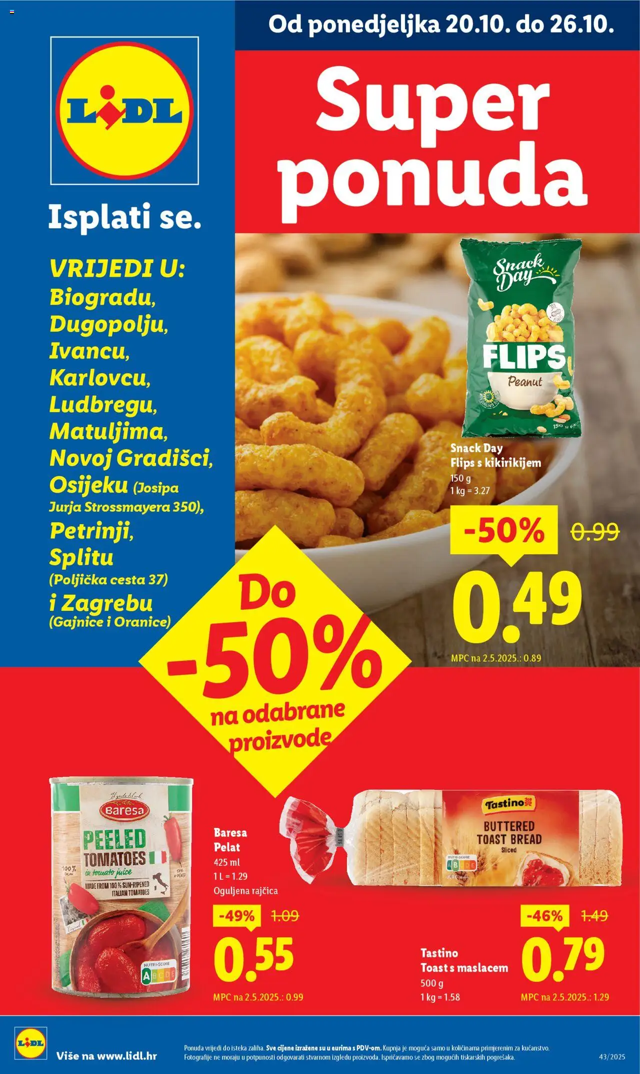 Lidl aktualni Super ponuda vrijedi od 20.10.2025 - tjedna akcija broj stranice 1