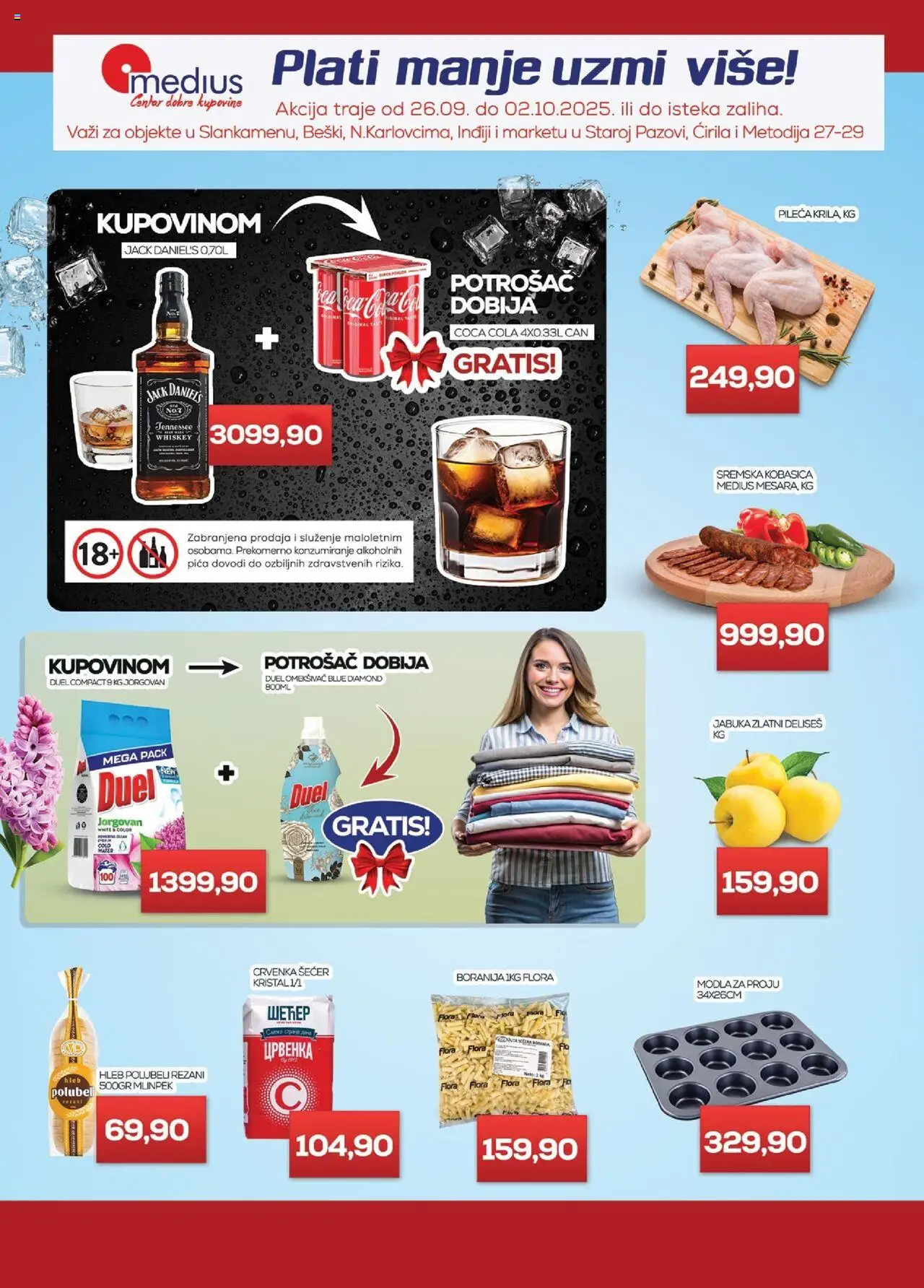 Medius katalog važi od 26.09.2025 - stranica 1 - Coca Cola, Pica, Boranija, Šećer, Omekšivač, Jack Daniel's, Rezani hleb, Šećer kristal
