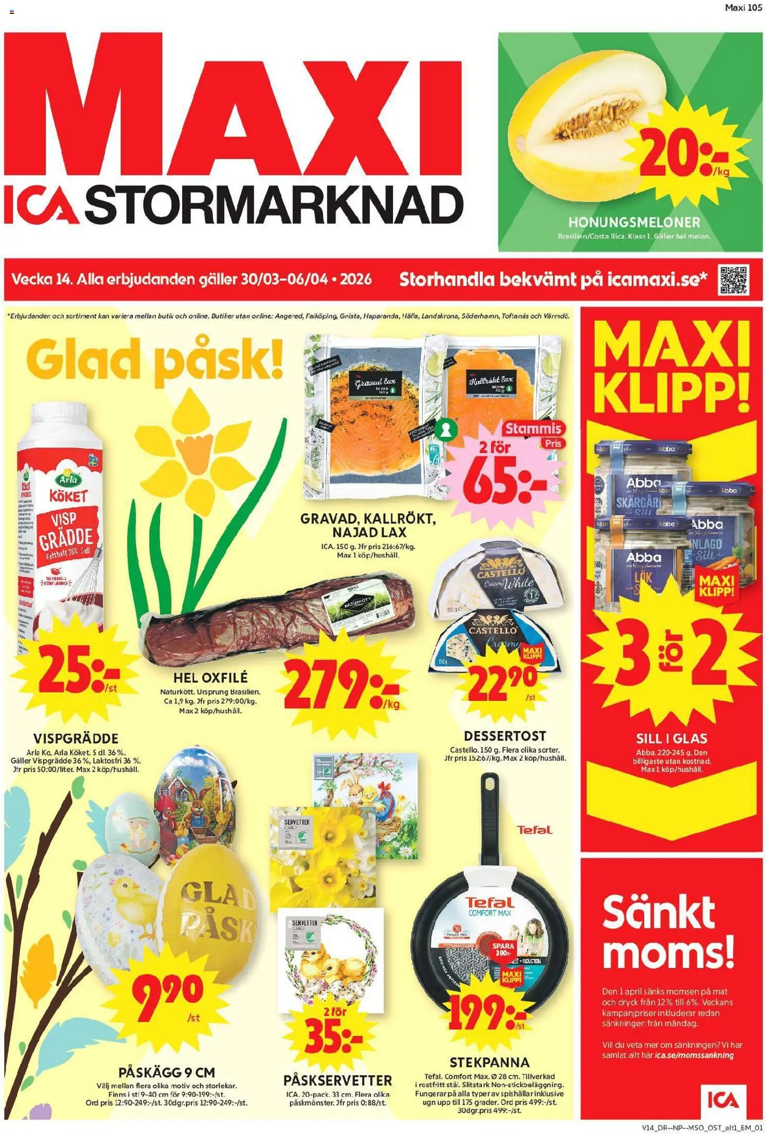 Förhandsgranska reklamblad ICA Maxi erbjudanden från butik ICA Maxi gäller från 30/03/2026