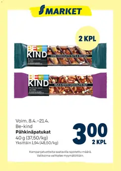Kaupan S-market S-market tarjoukset Pähkinäpatukat esikatselu, voimassa 08/04/2026