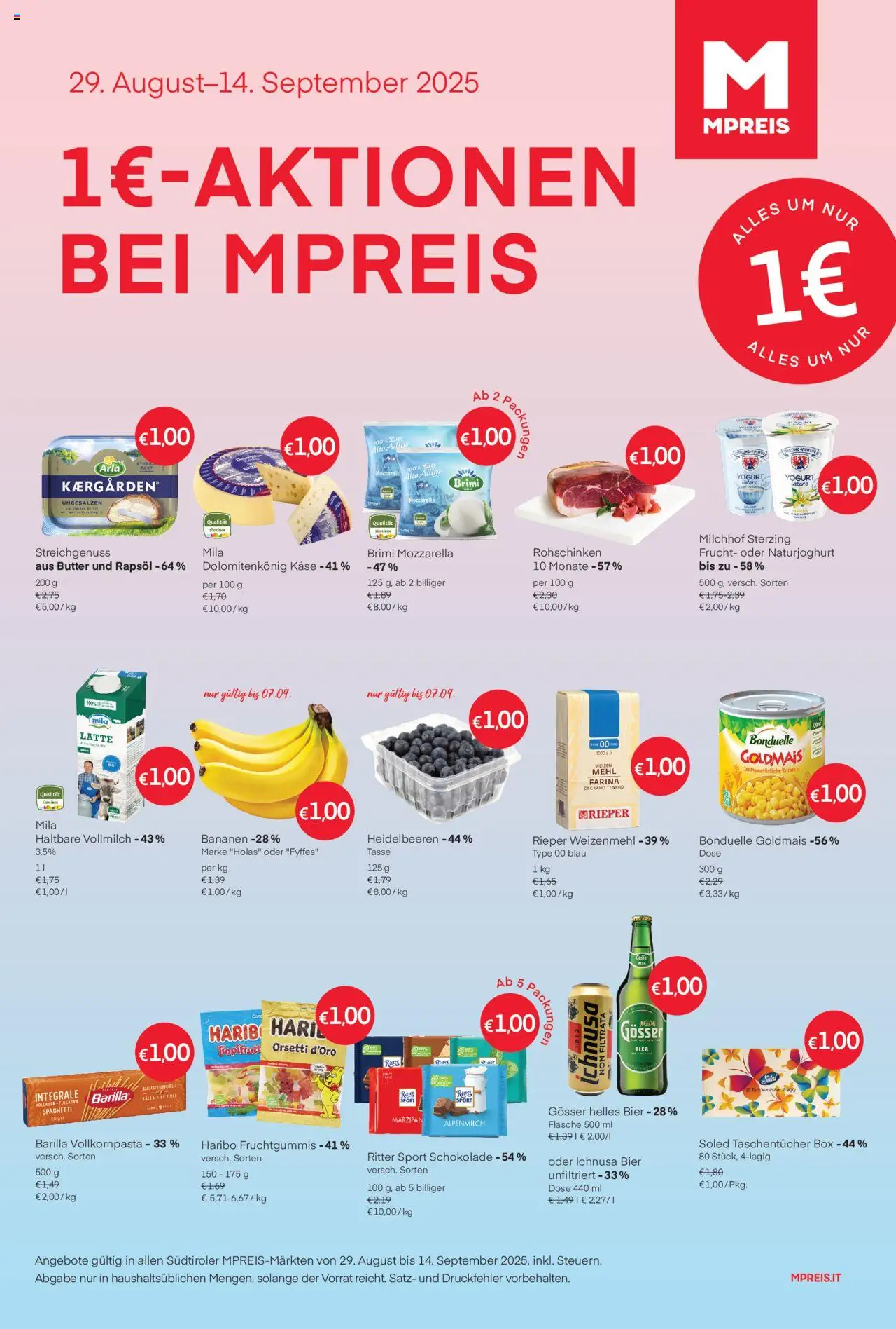  MPREIS Algund 1€-Aktionen ab (29.08.2025 - 14.09.2025) - Seite 1