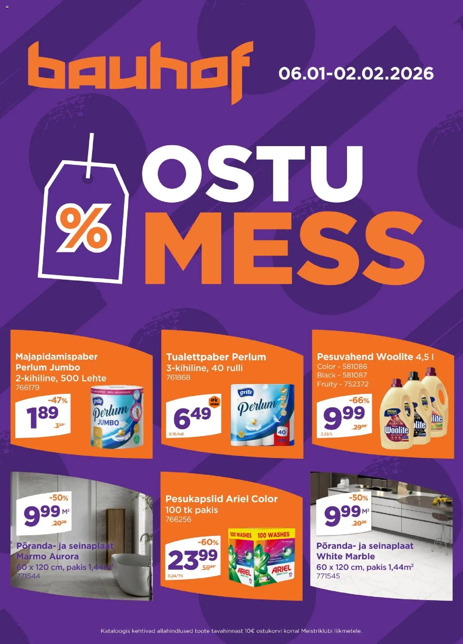 Bauhof kliendilehe eelvaade alates 2026.01.06