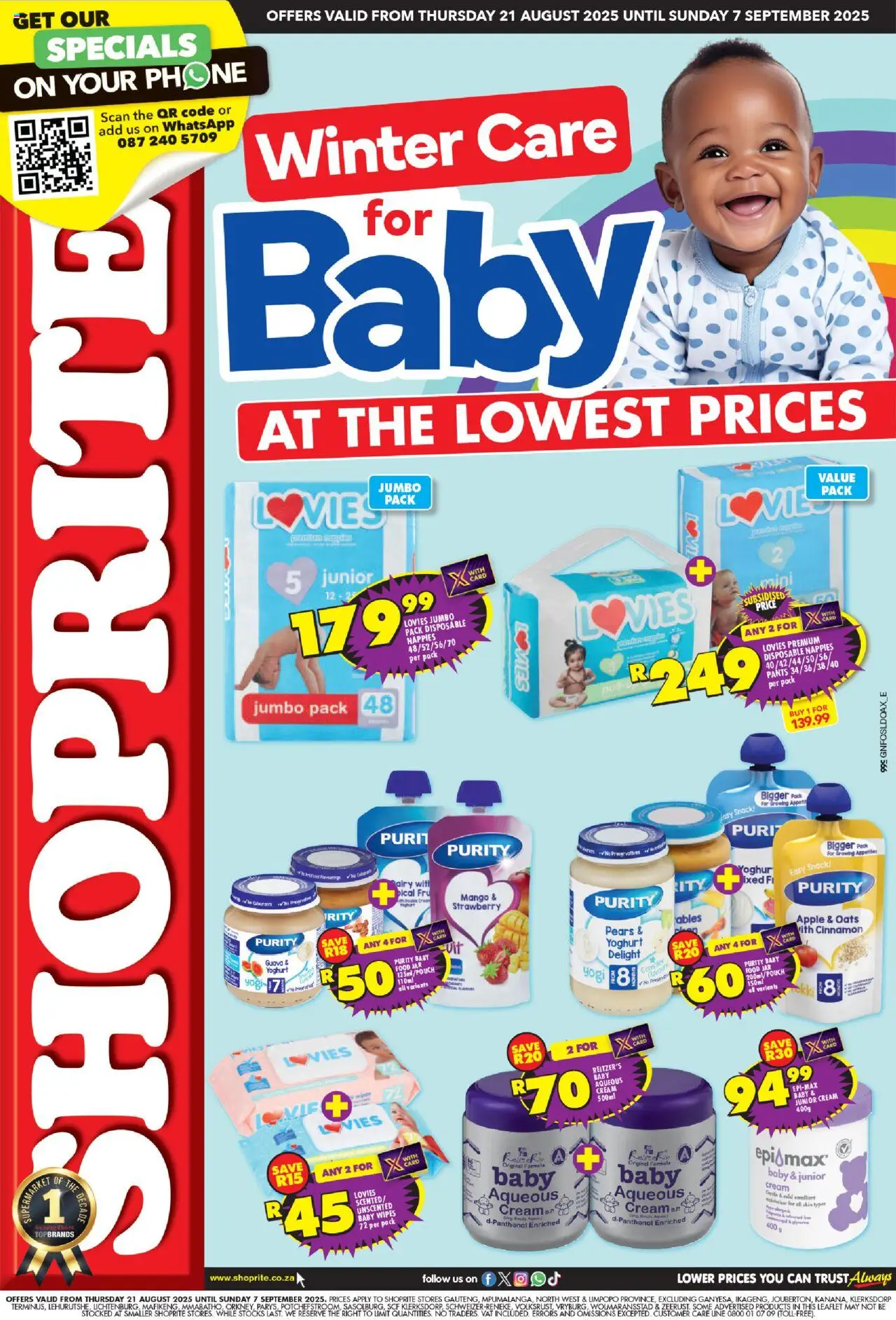 Shoprite Gauteng - Baby Savings Extra 21/08 - 07/09/2025 >> Catalogue