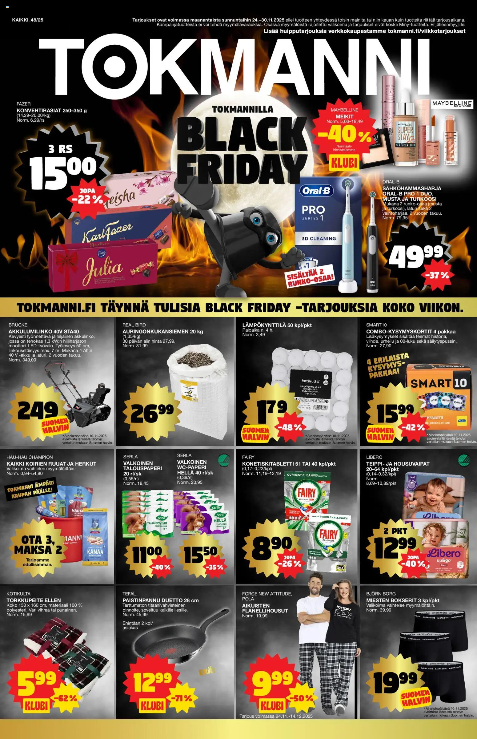 Kaupan Tokmanni Black Friday esikatselu, voimassa 24/11/2025