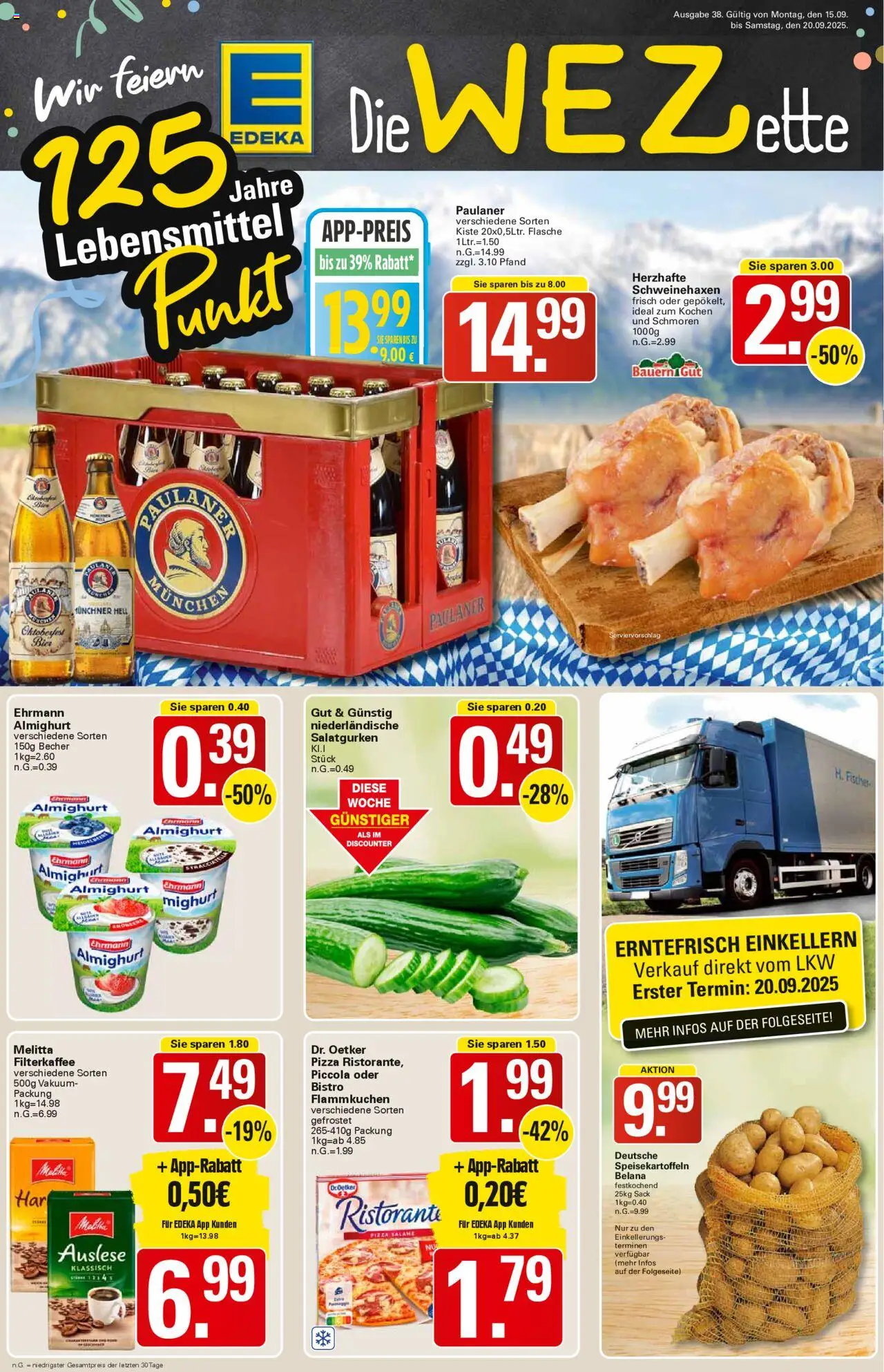 Vorschau von dem Prospekt des Geschäftes WEZ, gültig ab dem 15.09.2025 - Pizza, Paulaner, Melitta, Ehrmann almighurt