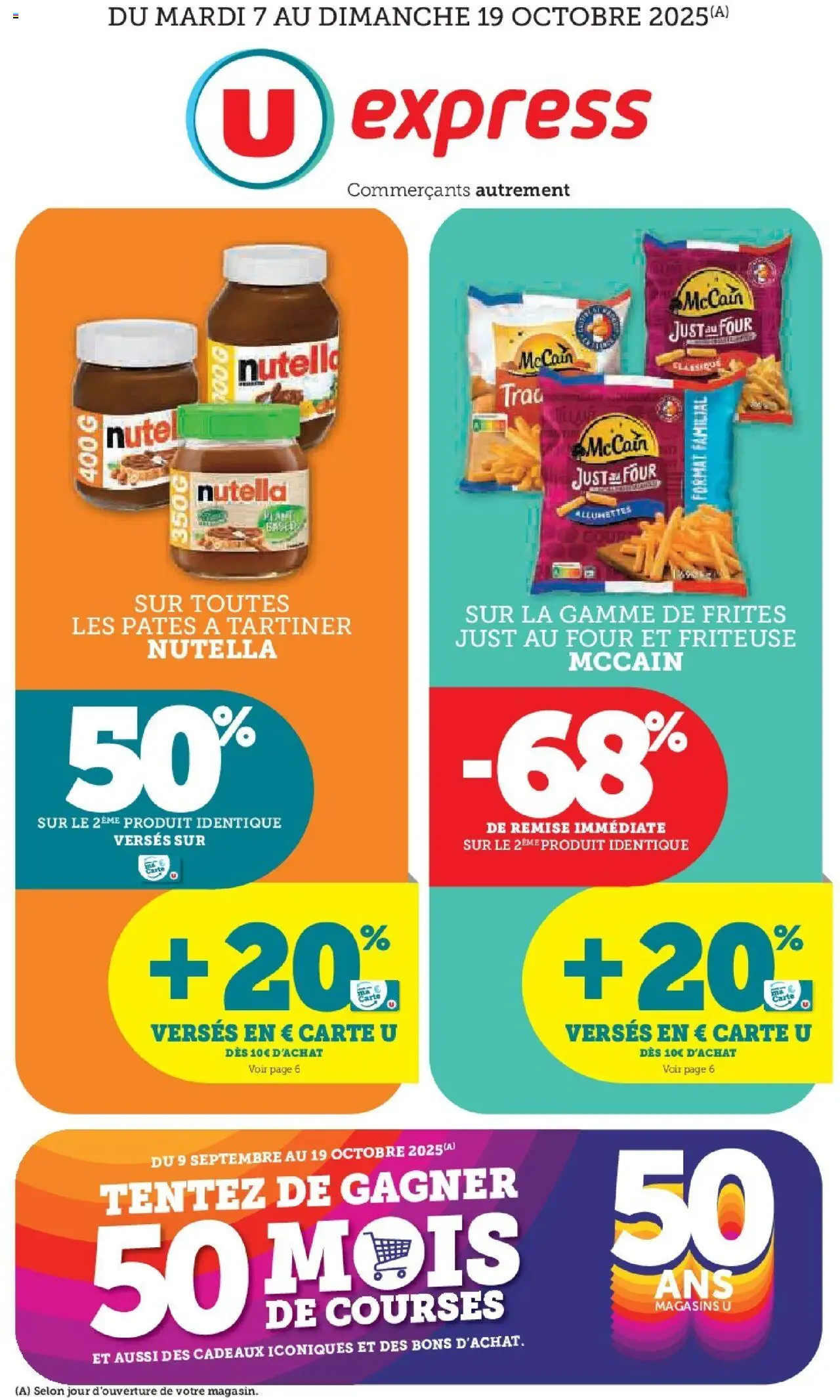 Catalogue de la boutique U Express valable du 07/10/2025 - Page numéro 1 - Four, Nutella, Pâtes, Friteuse, Frites