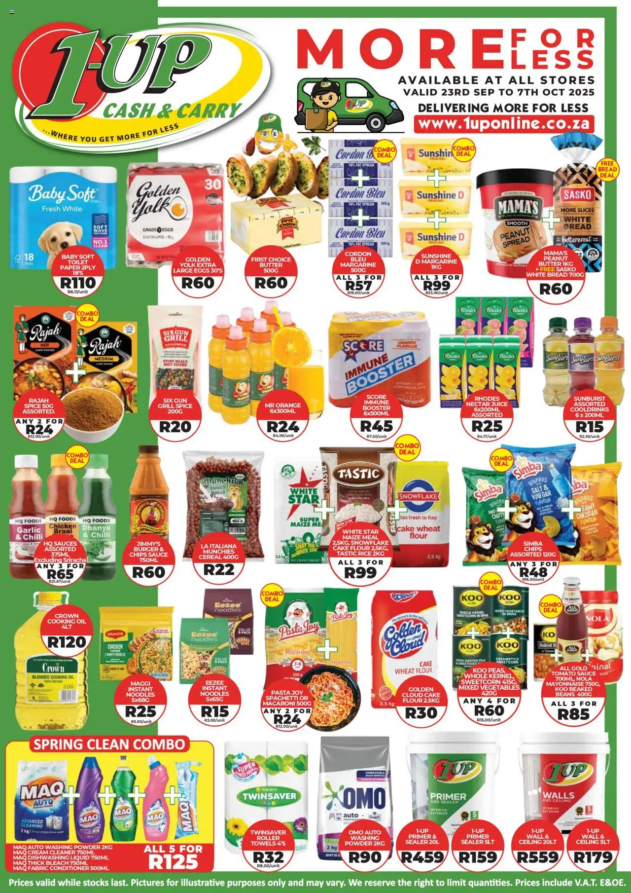 1UP Cash & Carry Specials from 23/09 - 07/10/2025 > Promotions - Eggs, Butter, Noodles, Juice, Spaghetti, Flour, Sauces, Conditioner