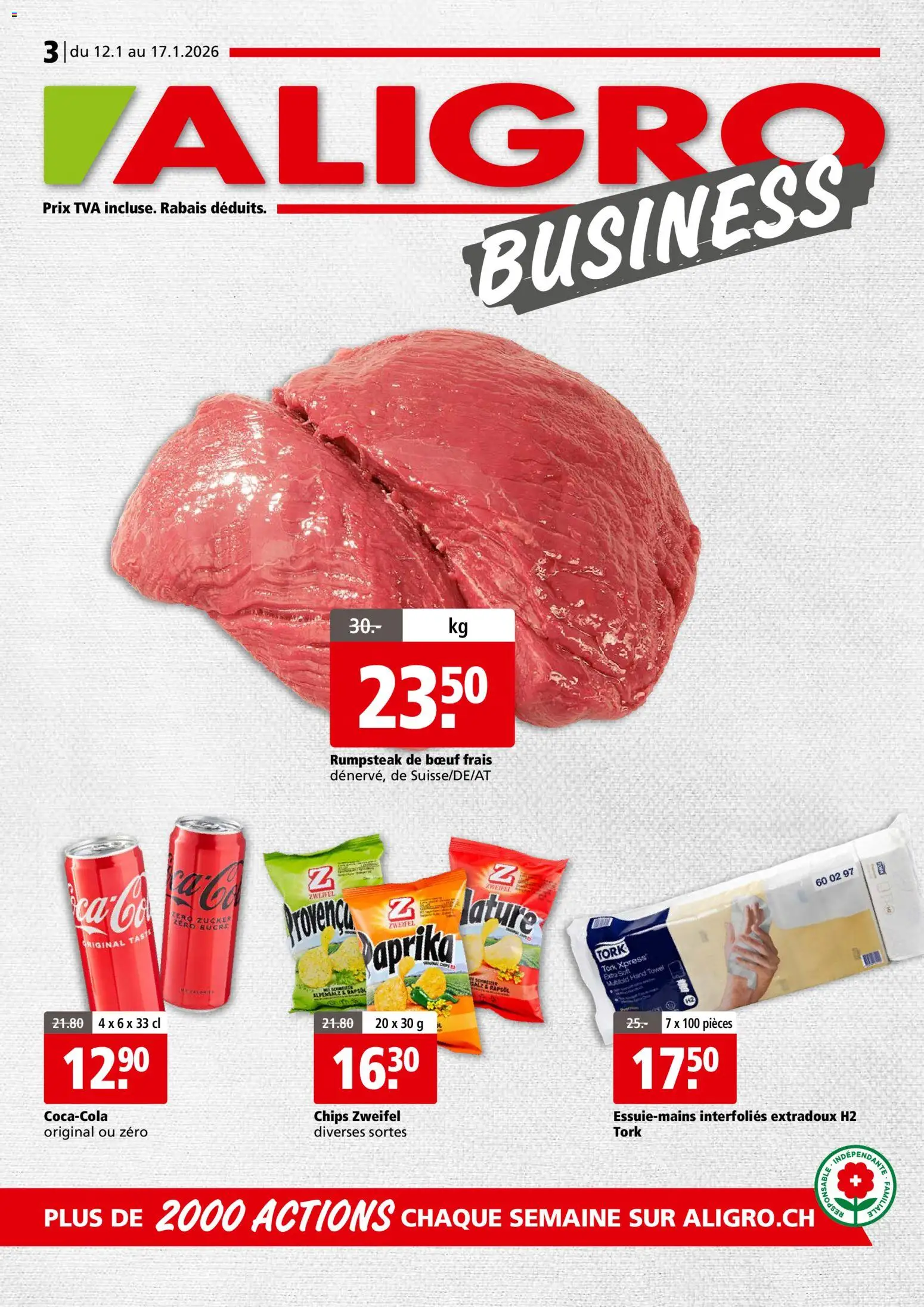 Vorschau des Merkblatts Aktionen Business Chavannes, Matran, Genève, Sion vom Shop Aligro gültig von 12.01.2026 bis 17.01.2026