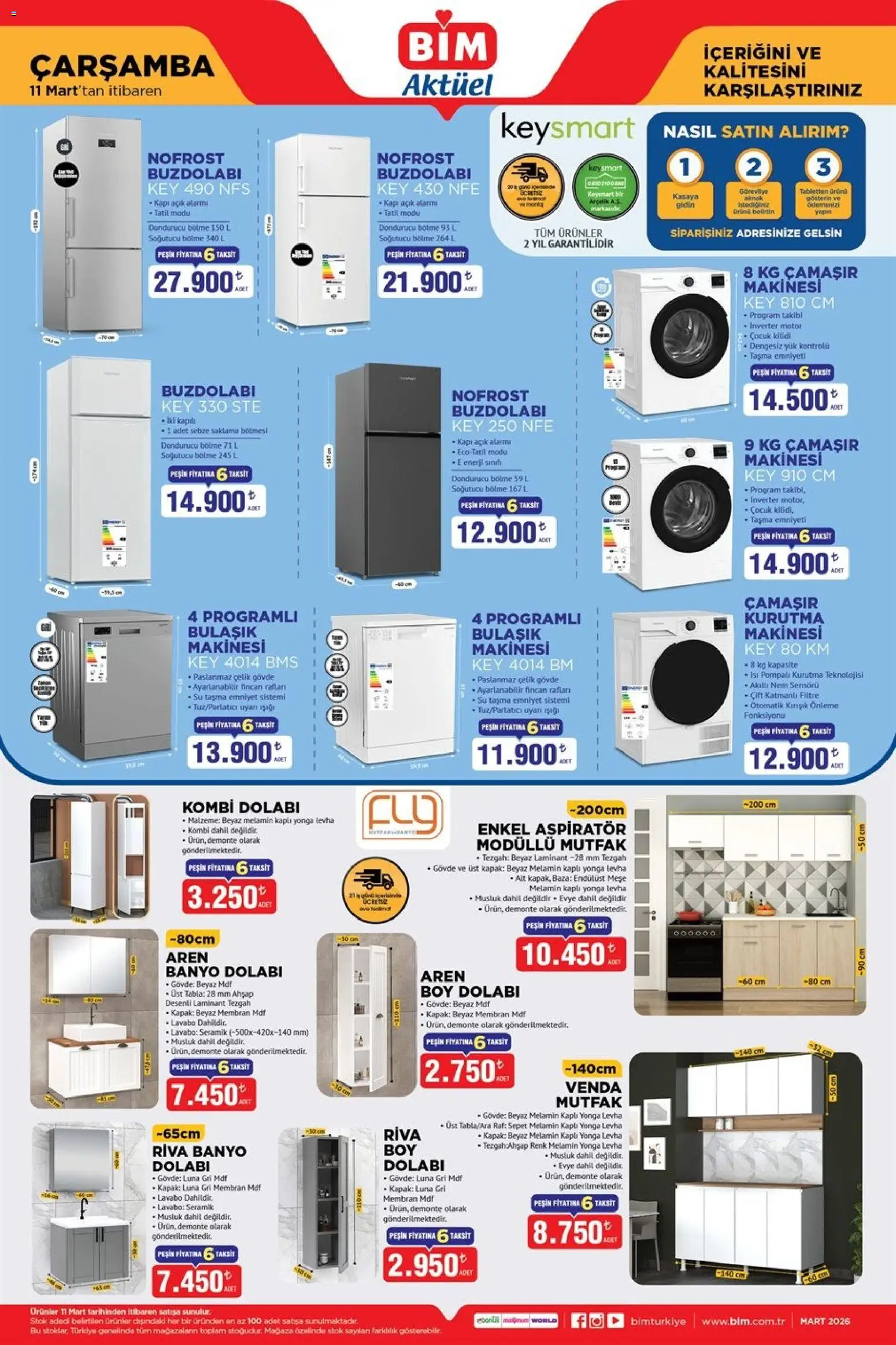BİM BİM - Katalog Çarşamba 11.03.2026 - Broşürünün önizlemesi - Çamaşır makinesi, Su, Buzdolabı, Lavabo, Sebze, Banyo, Sepet, Dondurucu