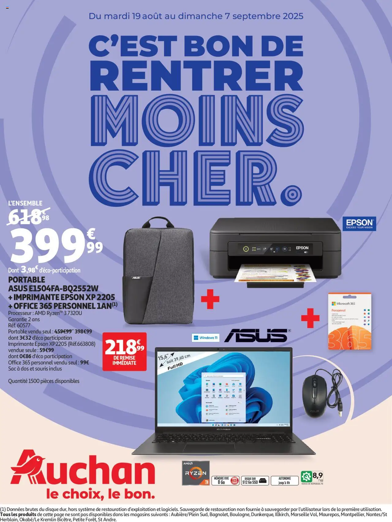 Auchan shop Rentrée des classes : c'est bon de rentrer moins cher geldig vanaf 19/08/2025 - Paginanummer 1