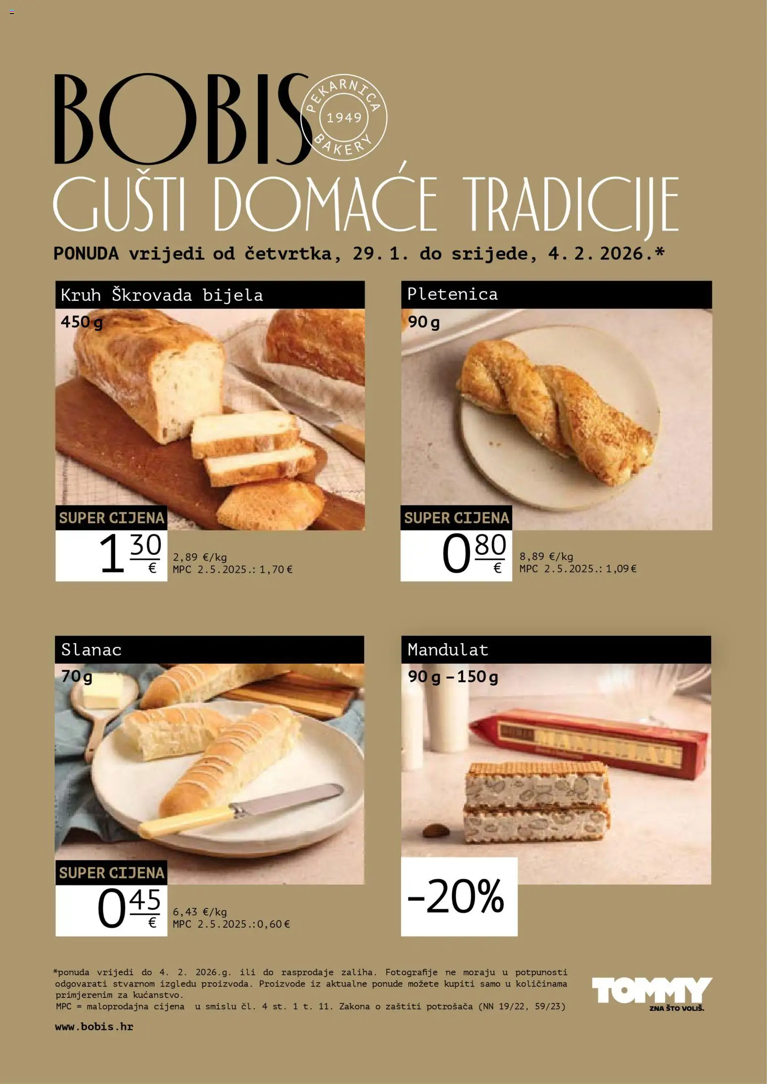 Pregled letka Bobis Super ponuda trgovine Tommy vrijedi od 29.01.2026