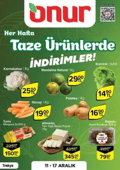 Onur Market Taze Ürünlerde İndirimler - Trakya 11.12.2025 - Broşürünün önizlemesi