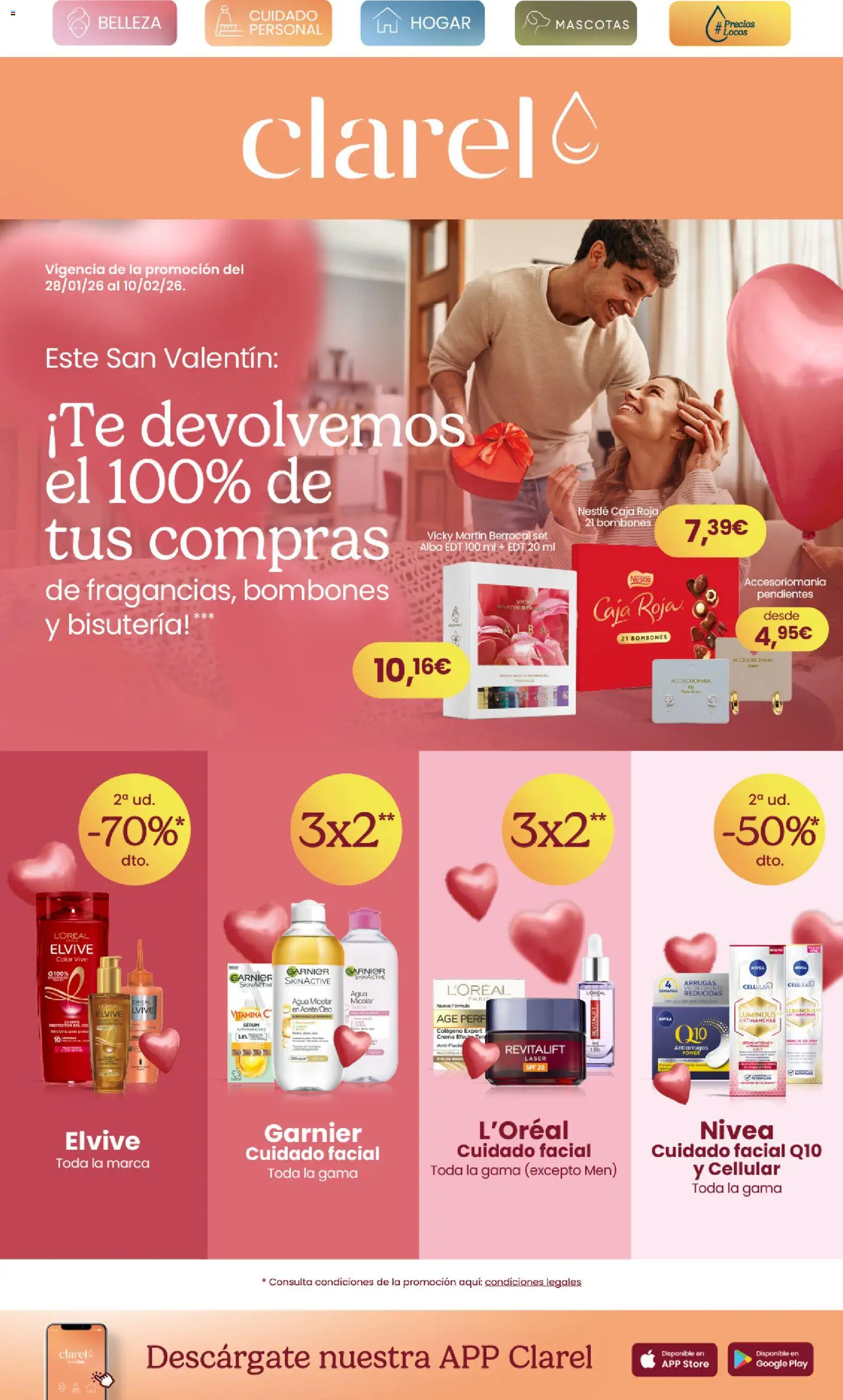 Vista previa del folleto de la tienda Clarel válido desde el 28/01/2026 - Agua, Pendientes, Aceite, Crema, Caja, Sérum