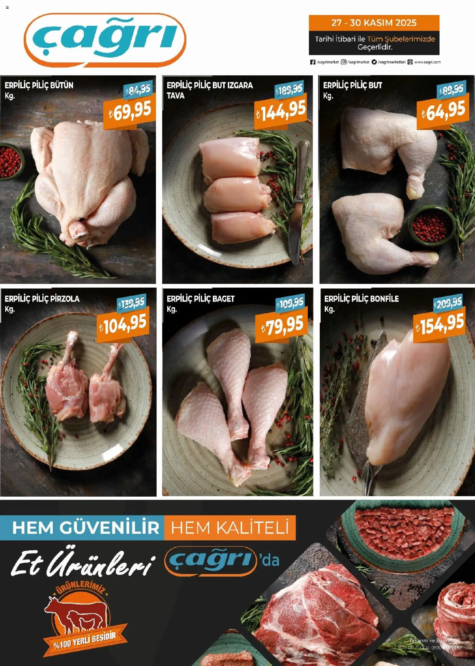 Çağrı Market Kasap Katalog 27.11.2025 - Broşürünün önizlemesi - Et, Pirzola, Bonfile, Piliç, Izgara, Piliç bonfile