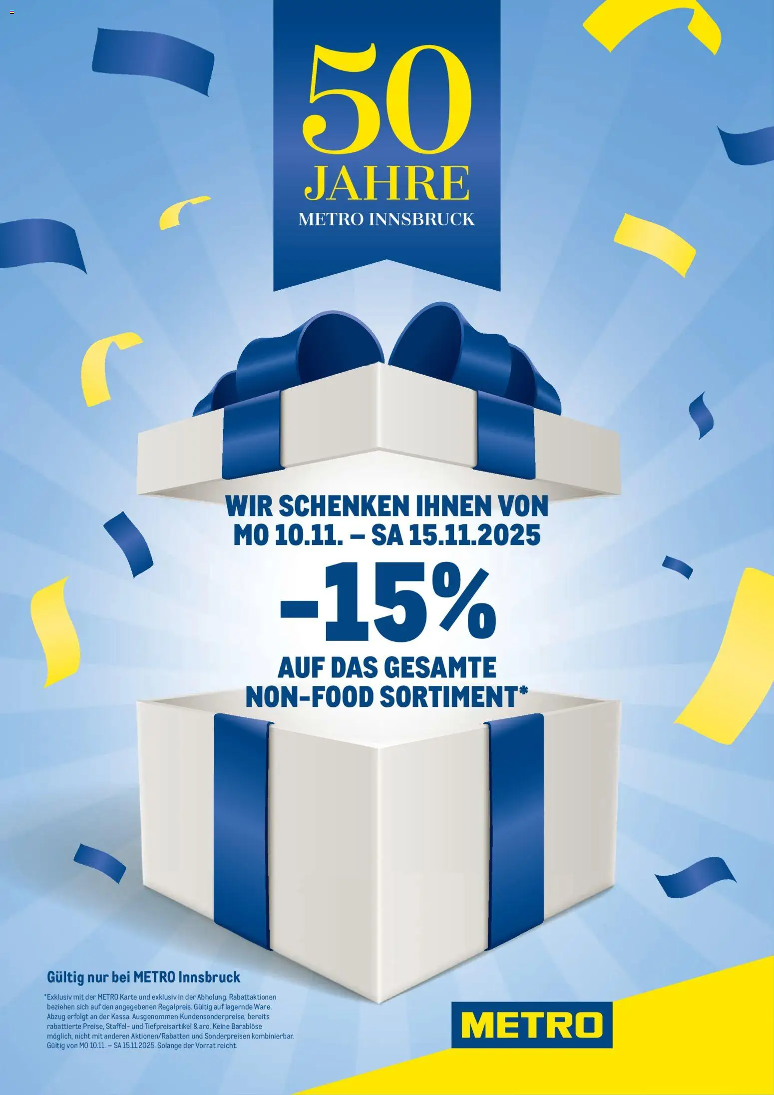 Vorschau der Angebote: Metro Innsbruck 50 Jahre gültig ab 10.11.2025