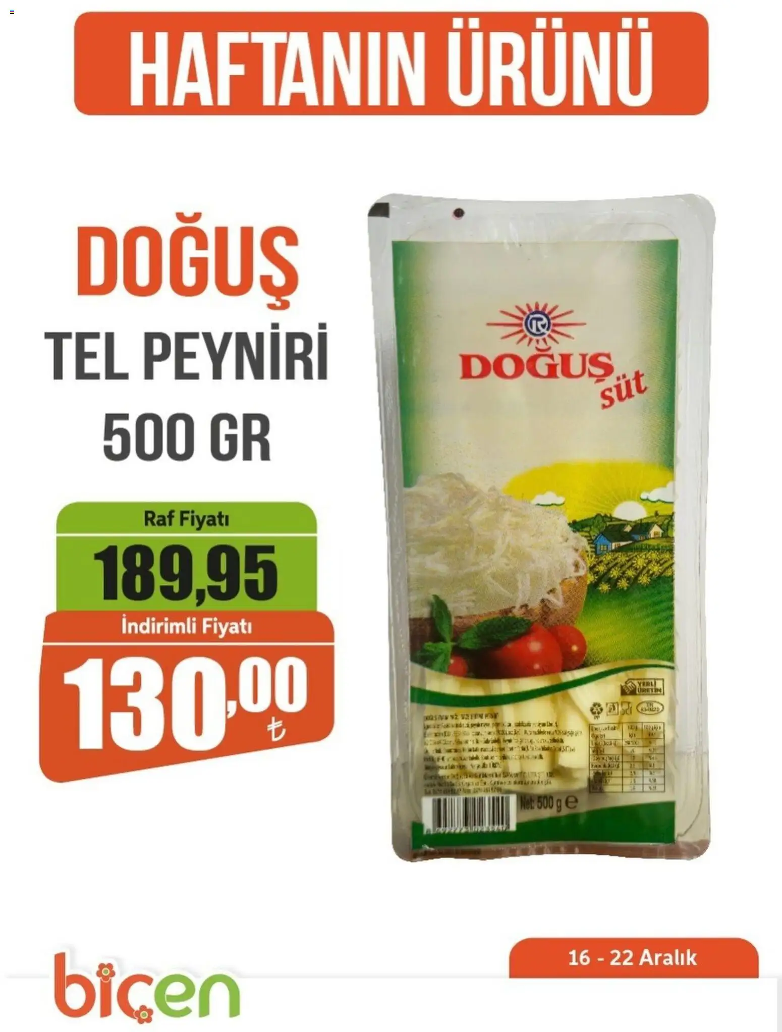 Biçen Market Haftanın Ürünü 16.12.2025 - Broşürünün önizlemesi - Raf