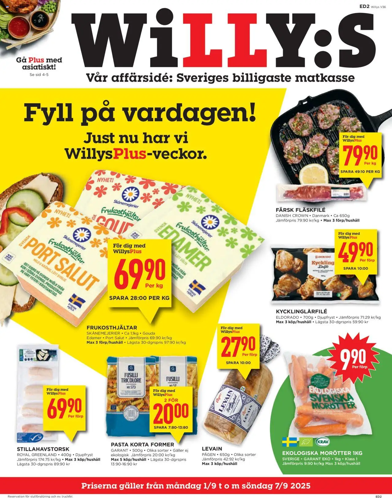 Aktuella reklamblad Willys är giltig 01/09 2025 > Veckans Erbjudanden gäller från 01/09/2025 till 07/09/2025 sidnummer 1