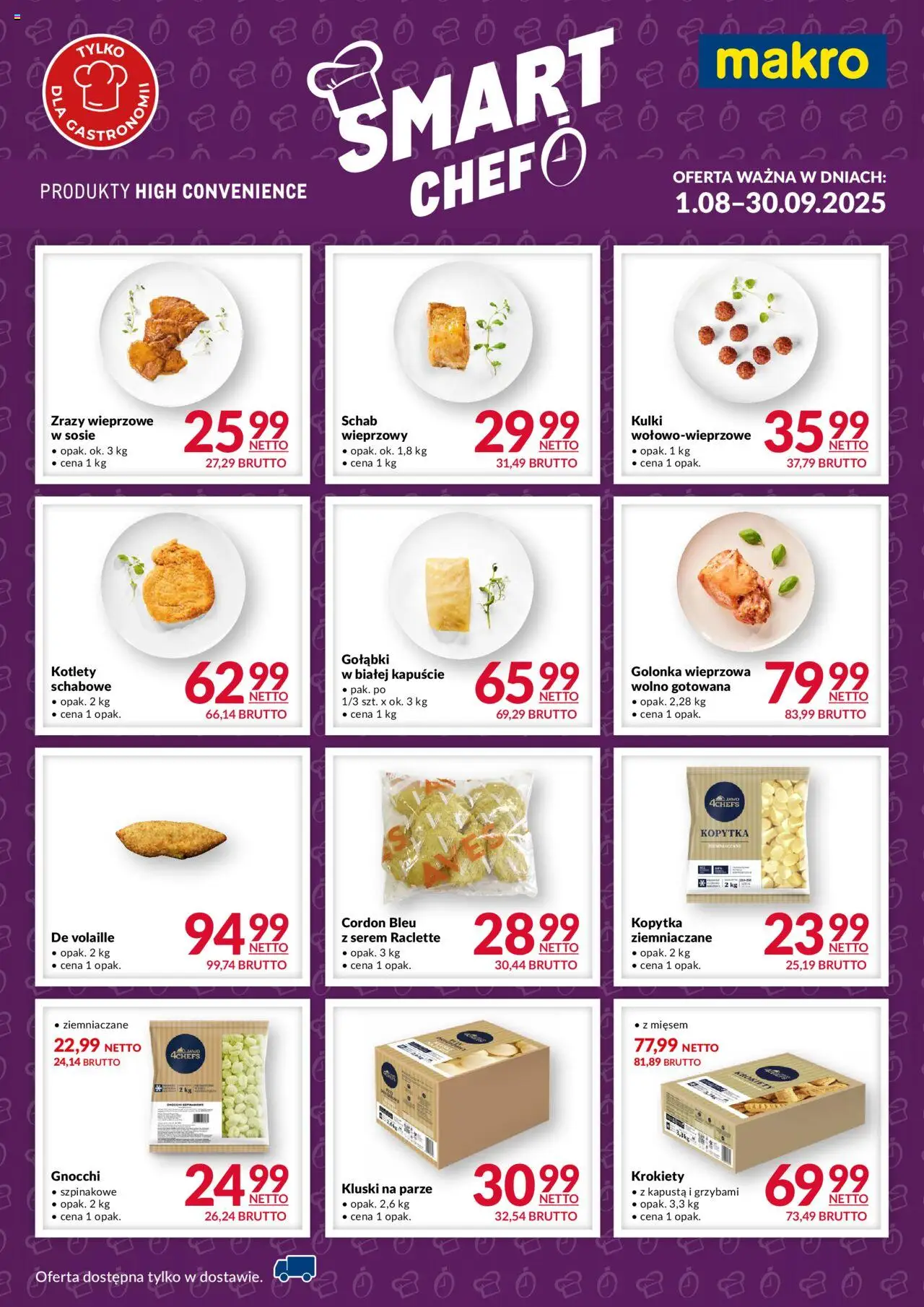 Makro Smart Chef II od 01.08.2025 - Nowa Gazetka - Numer strony 1 - Kopytka, Gołąbki, Serem, Schab, Krokiety, Kapusta, Kluski na parze, Golonka wieprzowa
