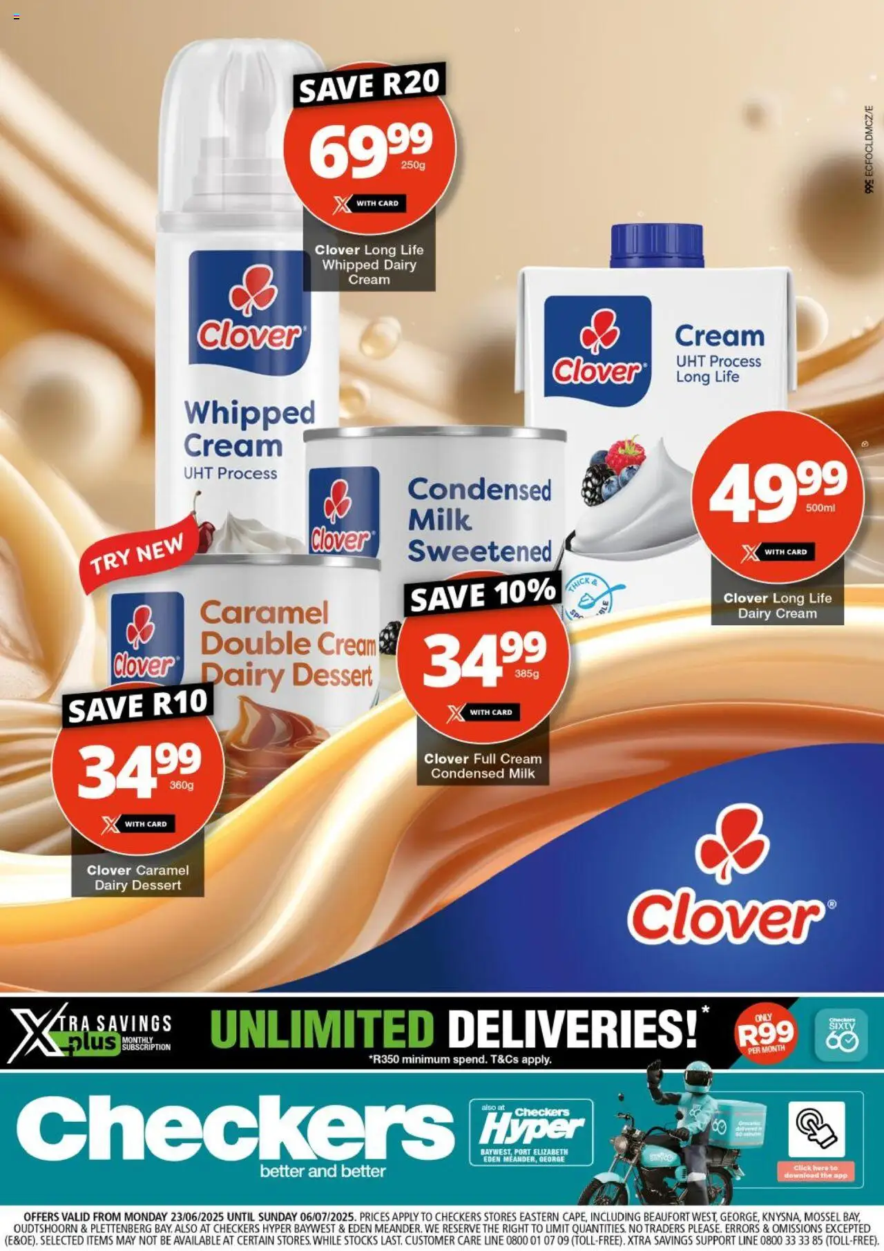 Checkers Eastern Cape - Clover Promotion 23/06 - 06/07/2025 >> Catalogue - Milk, Cream, Condensed milk, Caramel, Dessert