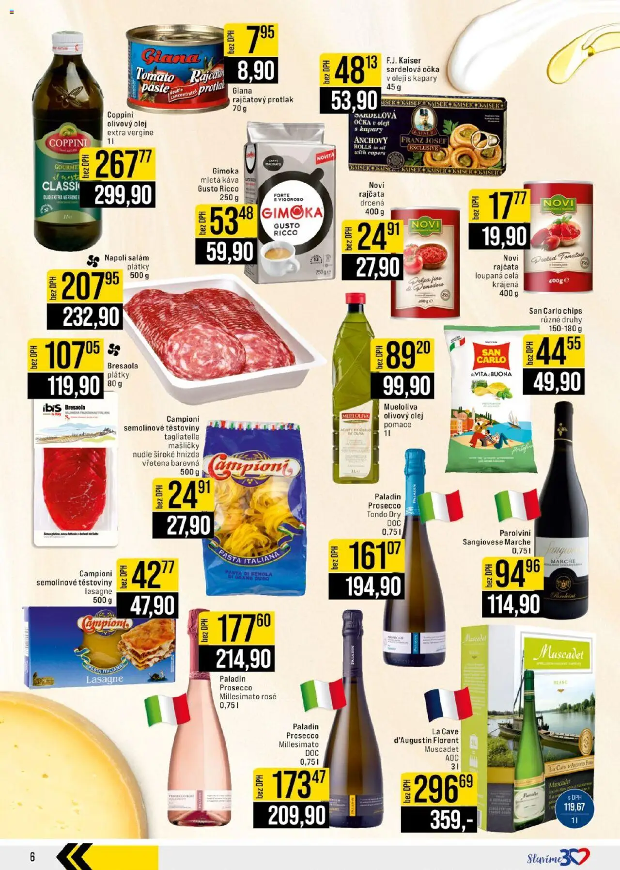  Jip Leták - Ostatní prodejny (11.06.2025 - 17.06.2025) - strana 6 - Káva, Lasagne, Kapary, Salám, Nudle, Bresaola, Rajčatový protlak, Krájená rajčata