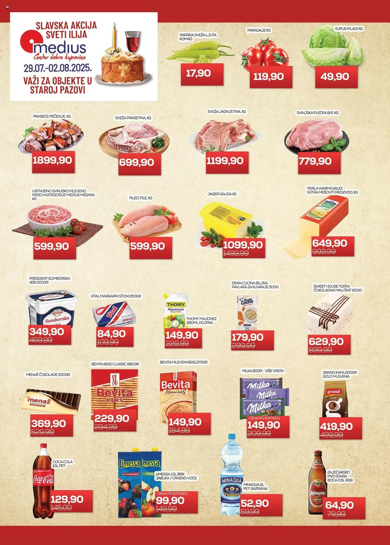 Medius katalog važi od 29.07.2025 - stranica 1 - Coca Cola, Torta, Kafa, Pivo, Milka, Meso, Majonez, Voće