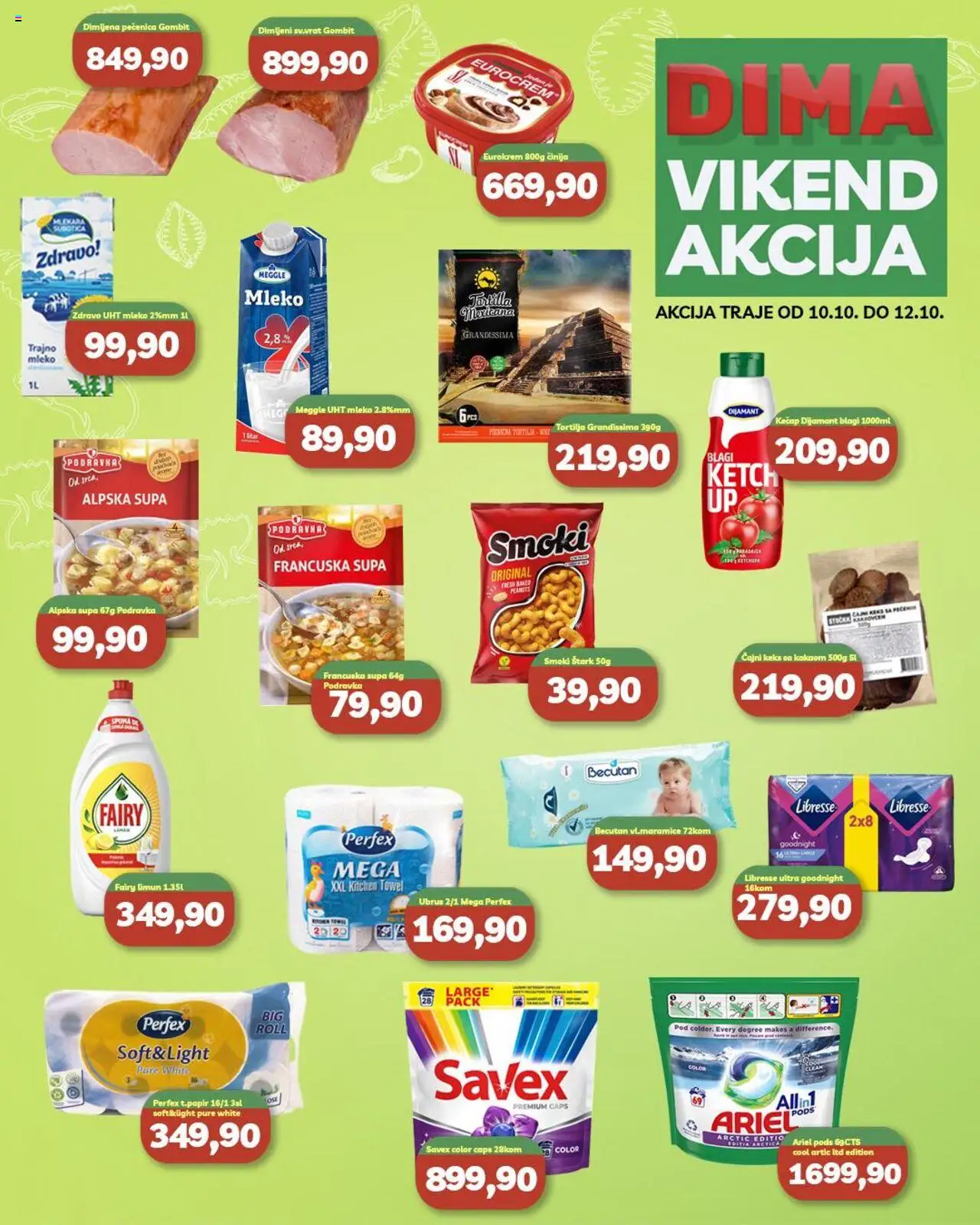 VP Dima katalog važi od 10.10.2025 - stranica 1 - Smoki, Limun, Keks, Podravka, Mleko, Eurocrem, Pečenica, Ubrus