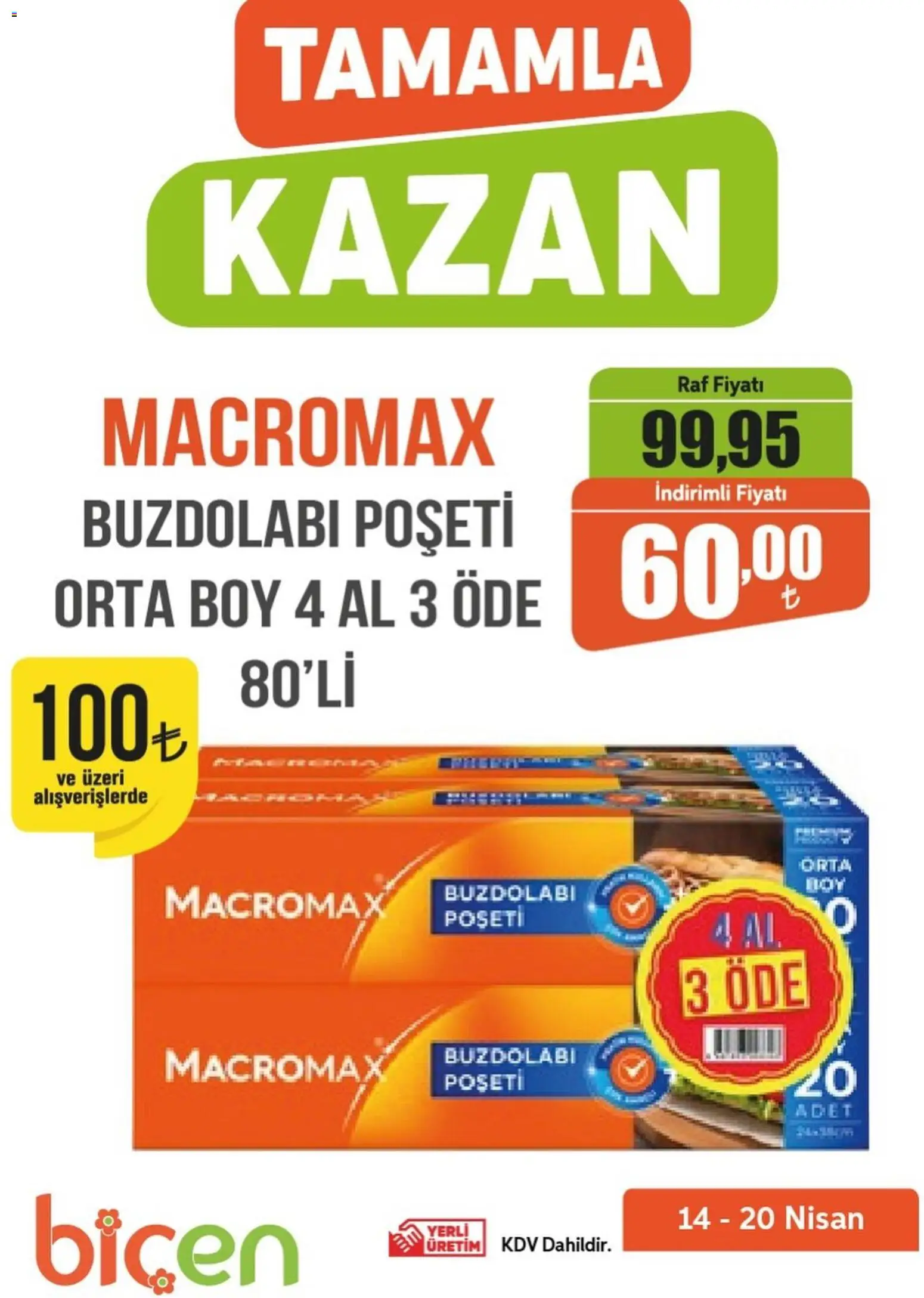 Biçen Market Biçen Market - Tamamla Kazan 14.04.2026 - Broşürünün önizlemesi