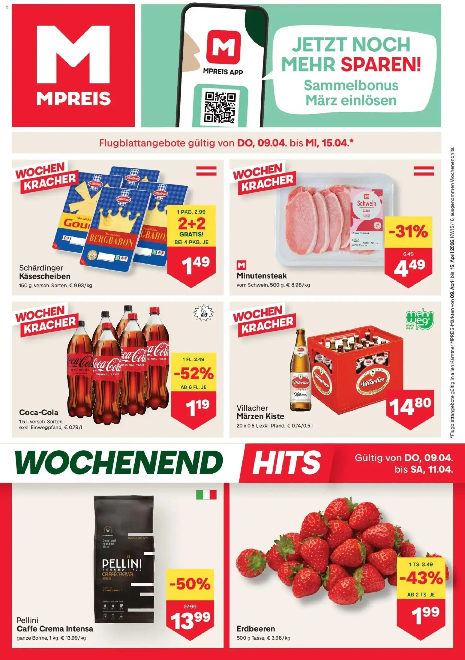 Vorschau der Angebote: MPREIS MPREIS Velden gültig ab 09.04.2026 - Erdbeeren, Zucker
