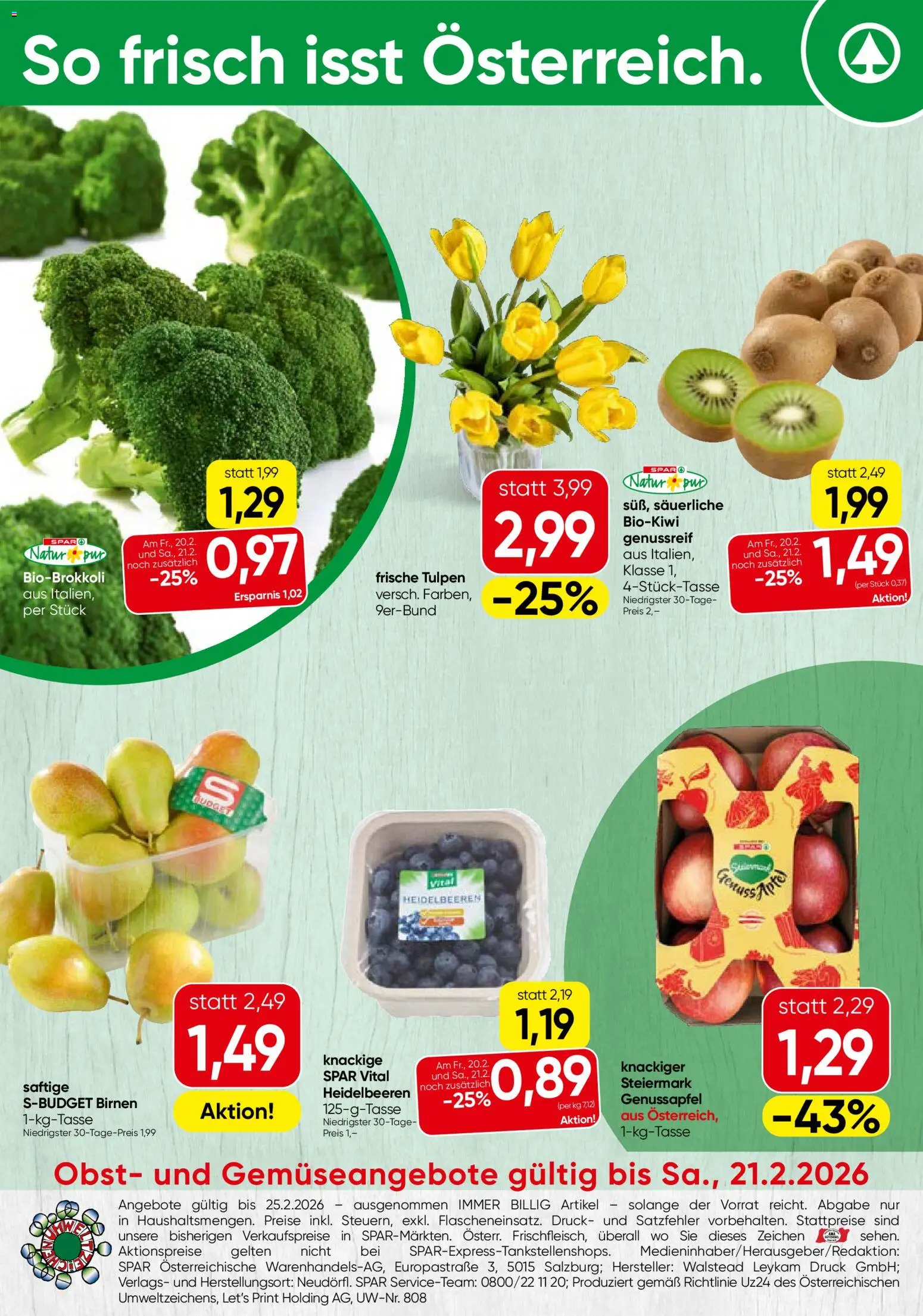 Vorschau der Angebote: Spar Niederösterreich Obst & Gemüse gültig ab 16.02.2026 - Obst