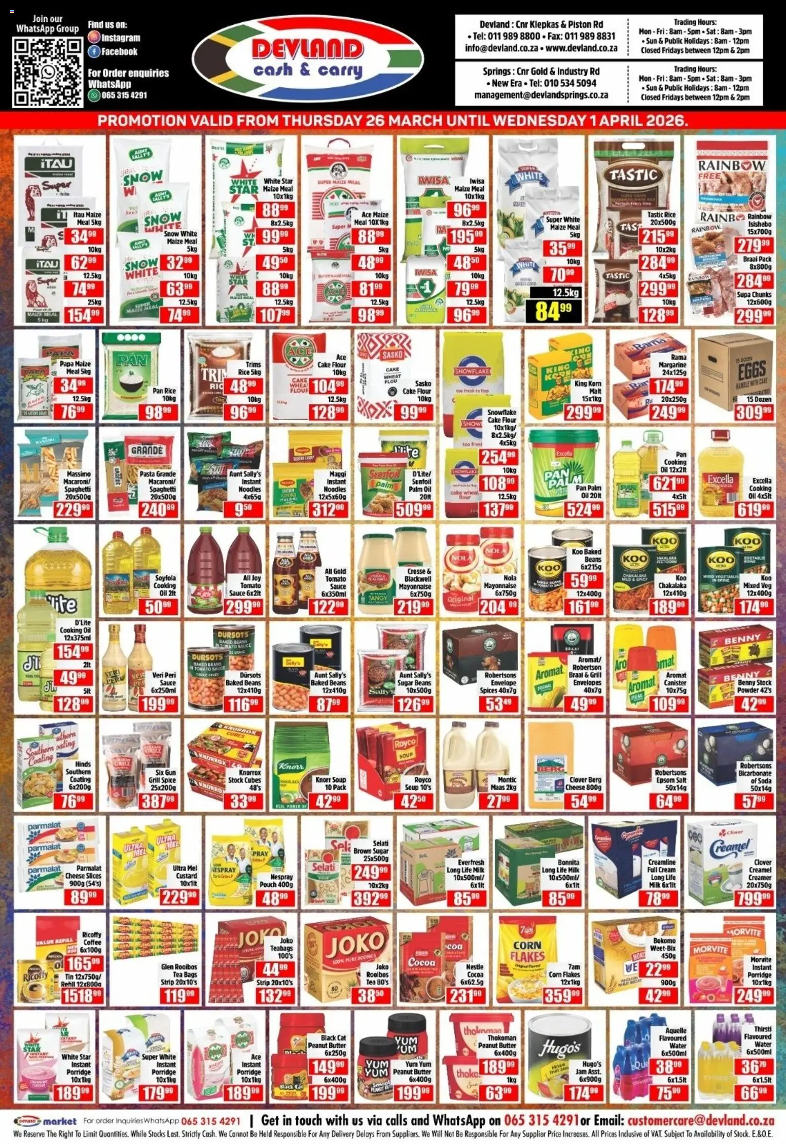 Preview of Devland flyer valid from 26/03/2026 - Tea, Pasta, Jam, Oil, Grill, Tomato sauce, Sauce, Powder