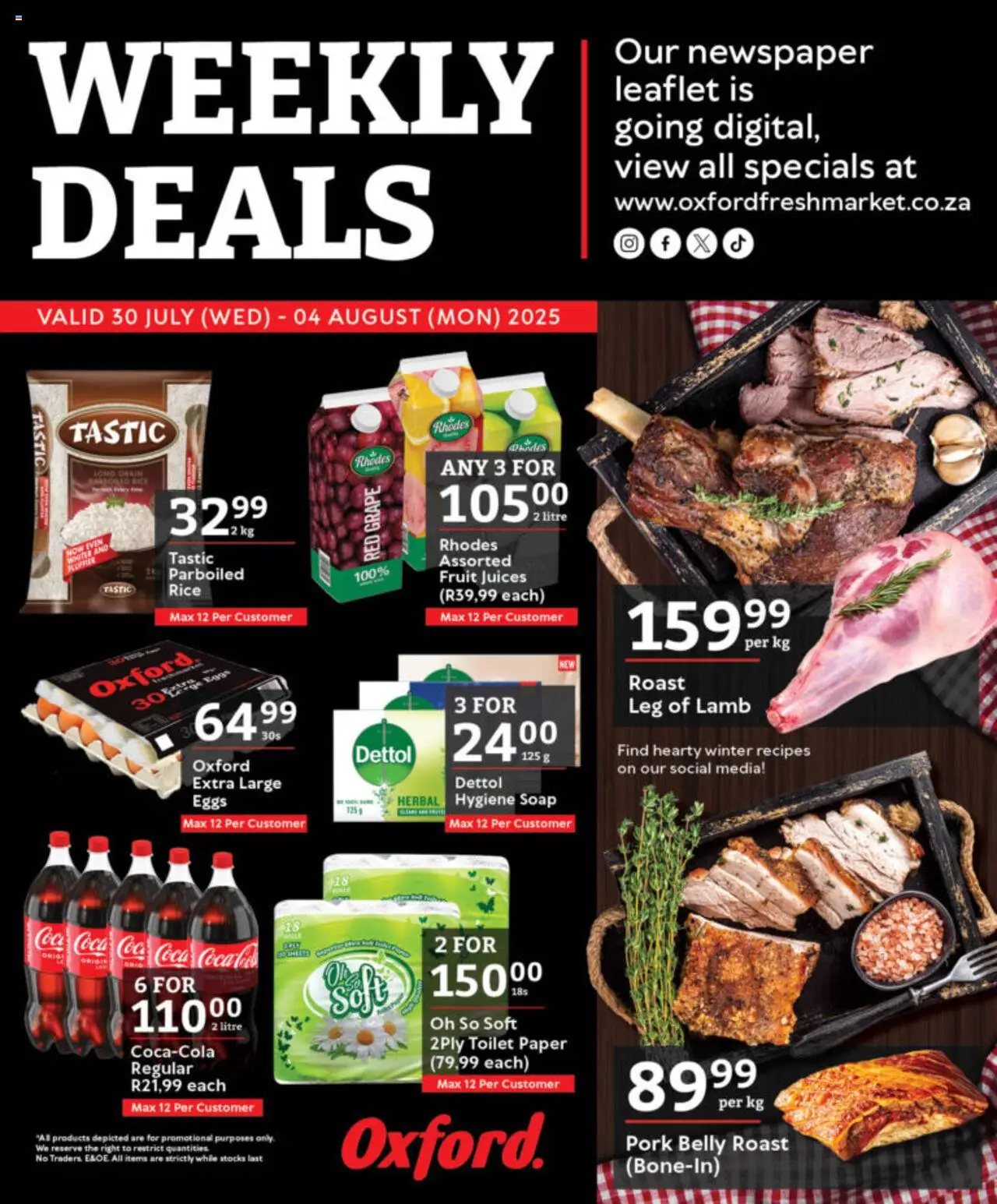 Oxford Freshmarket Specials from 30/07 - 04/08/2025 > Promotions