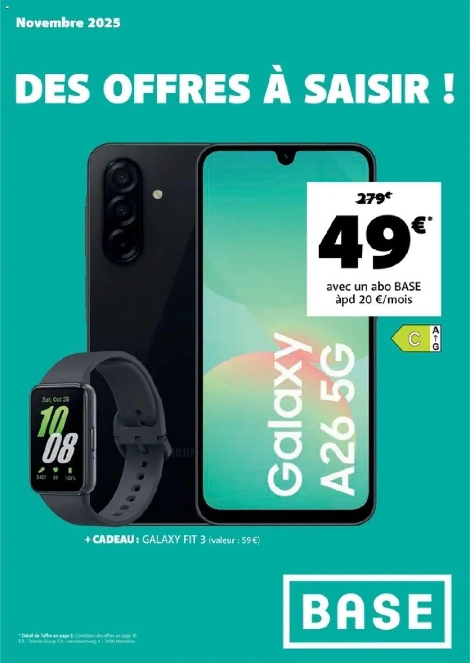 Voorbeeld van Publicité van winkel Base geldig vanaf 01/11/2025