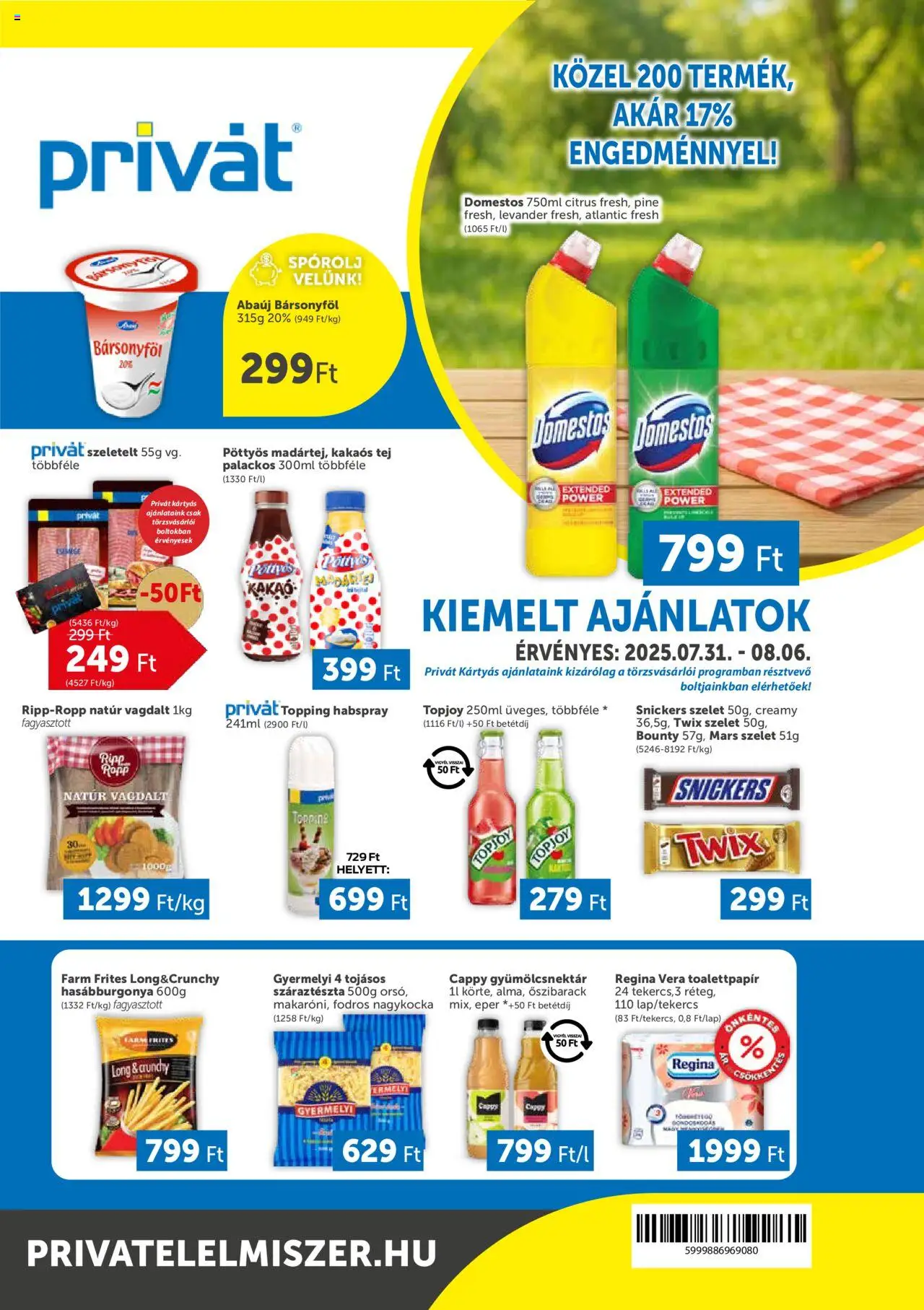 PRIVÁT aktuális szórólap, érvényes 2025.07.31.-től - 1 oldal