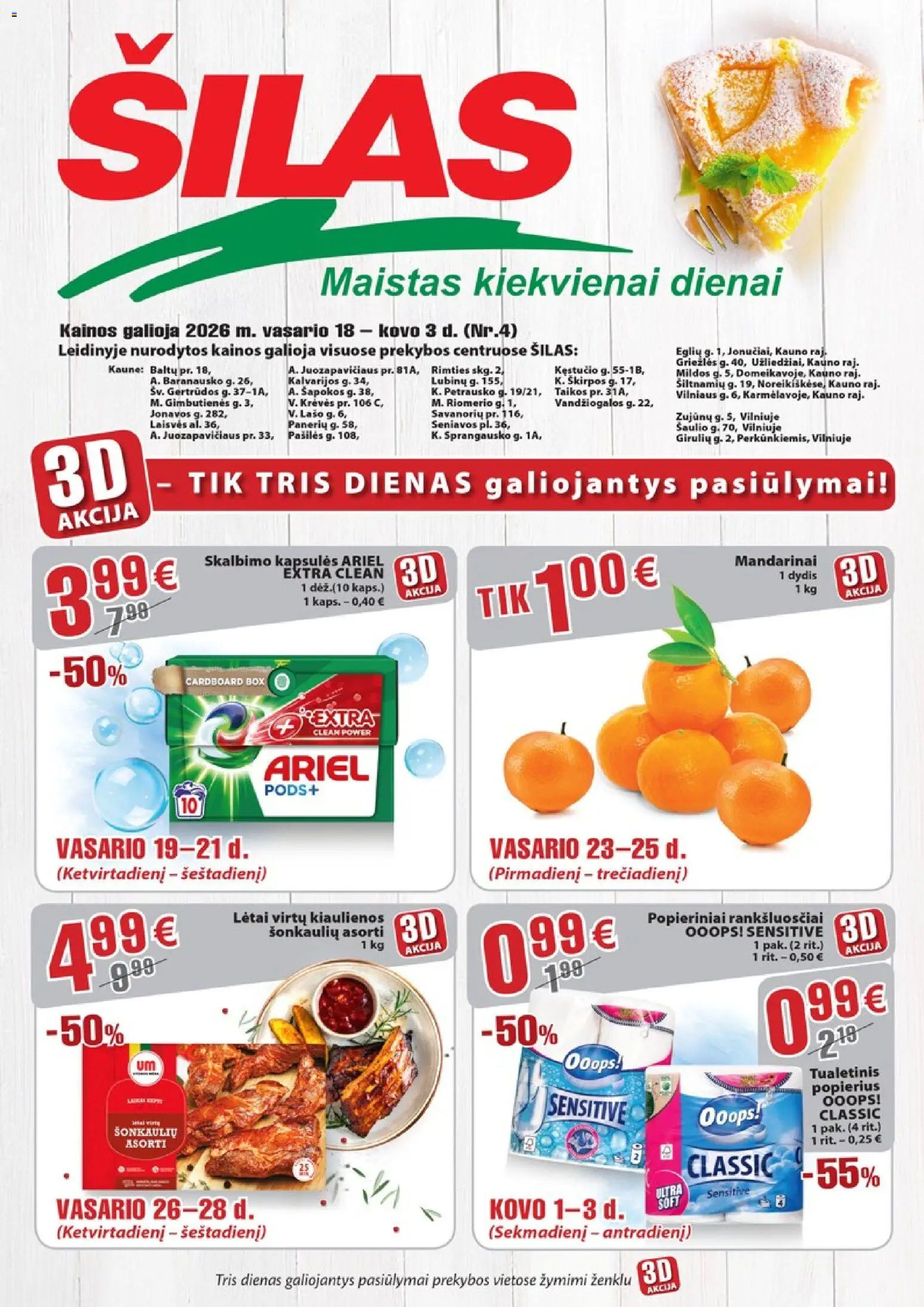 Šilas parduotuvės leidinio Leidinys galiojančio nuo 2026.02.18 peržiūra - Mandarinai, Kiaulienos, Kapsulės