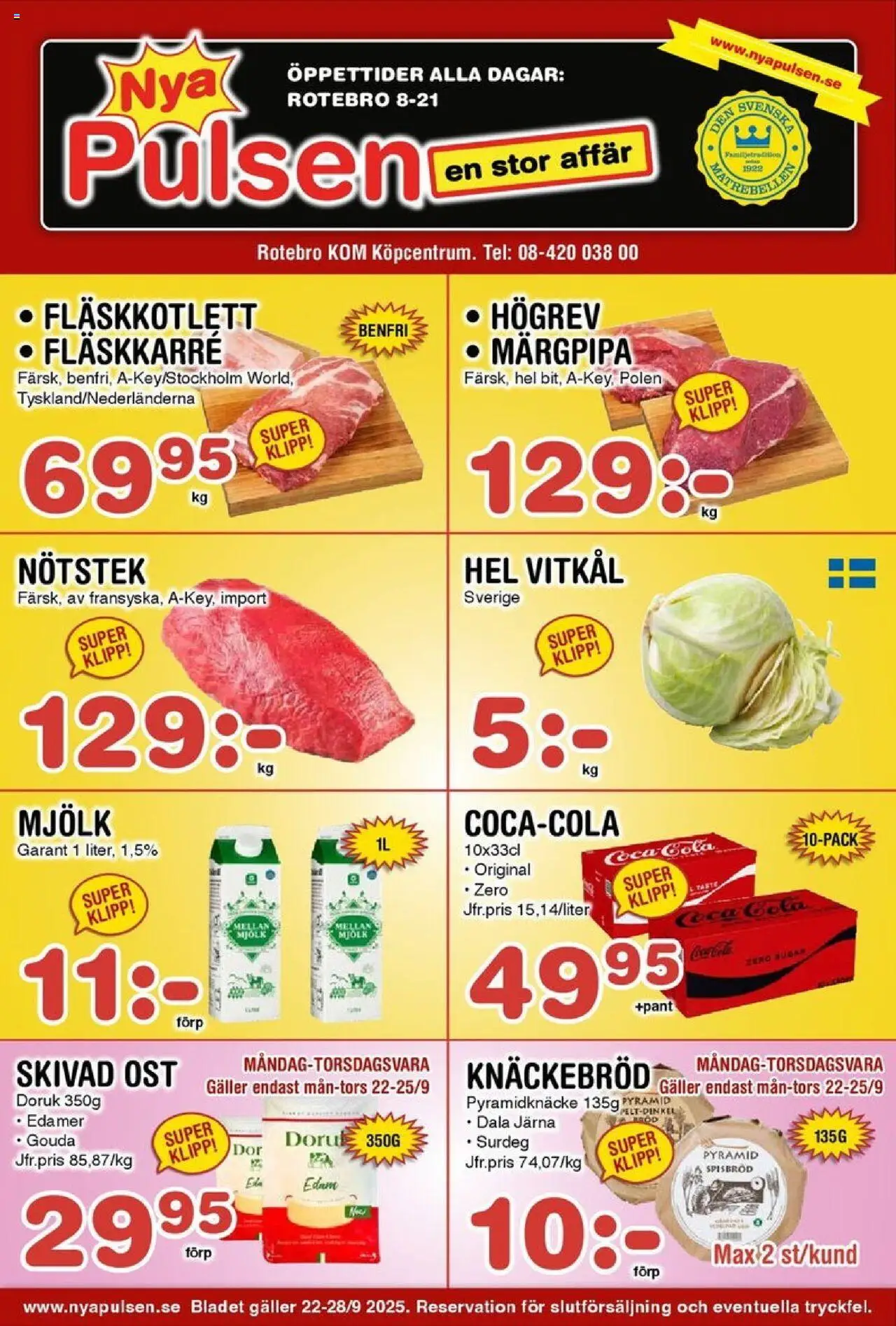Aktuella reklamblad Nya Pulsen är giltig 22/09 2025 > Veckans Erbjudanden gäller från 22/09/2025 till 28/09/2025 sidnummer 1