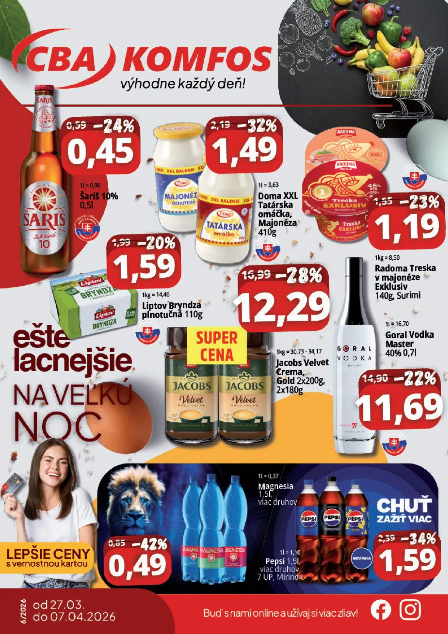 Náhľad CBA Komfos letáku platného od 27.03.2026