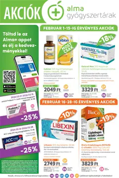 Alma Gyógyszertárak - Akciós újság Alma Gyógyszertárak megtekintése, amely érvényes 2026.02.01.-től