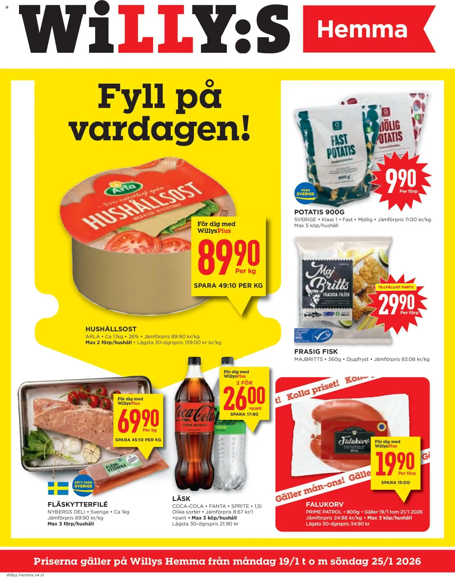 Förhandsgranska reklamblad Aktuella reklamblad Willys Hemma från butik Willys gäller från 19/01/2026
