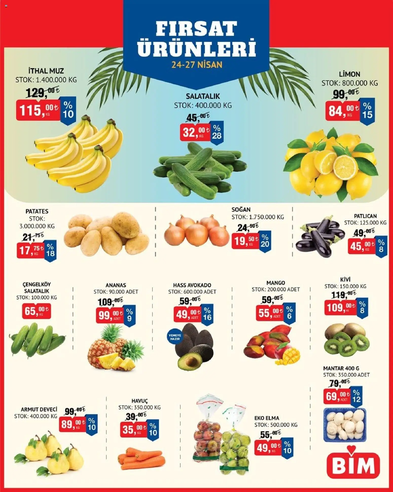 BİM BİM - Meyve Sebze, İndirim 24.04.2026 - Broşürünün önizlemesi