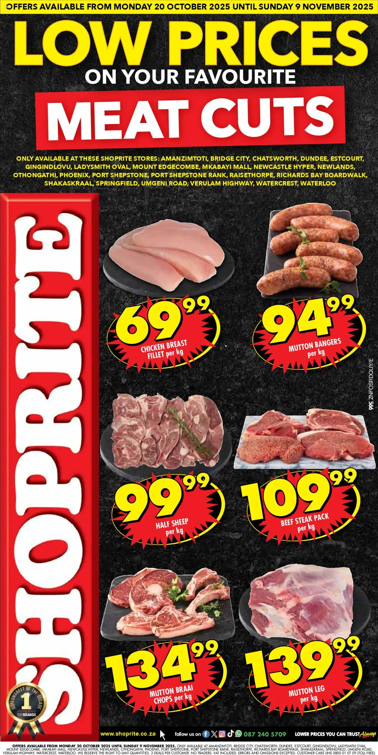 Shoprite KwaZulu-Natal - Low Prices Meat Exclusive 20/10 - 09/11/2025 >> Catalogue
