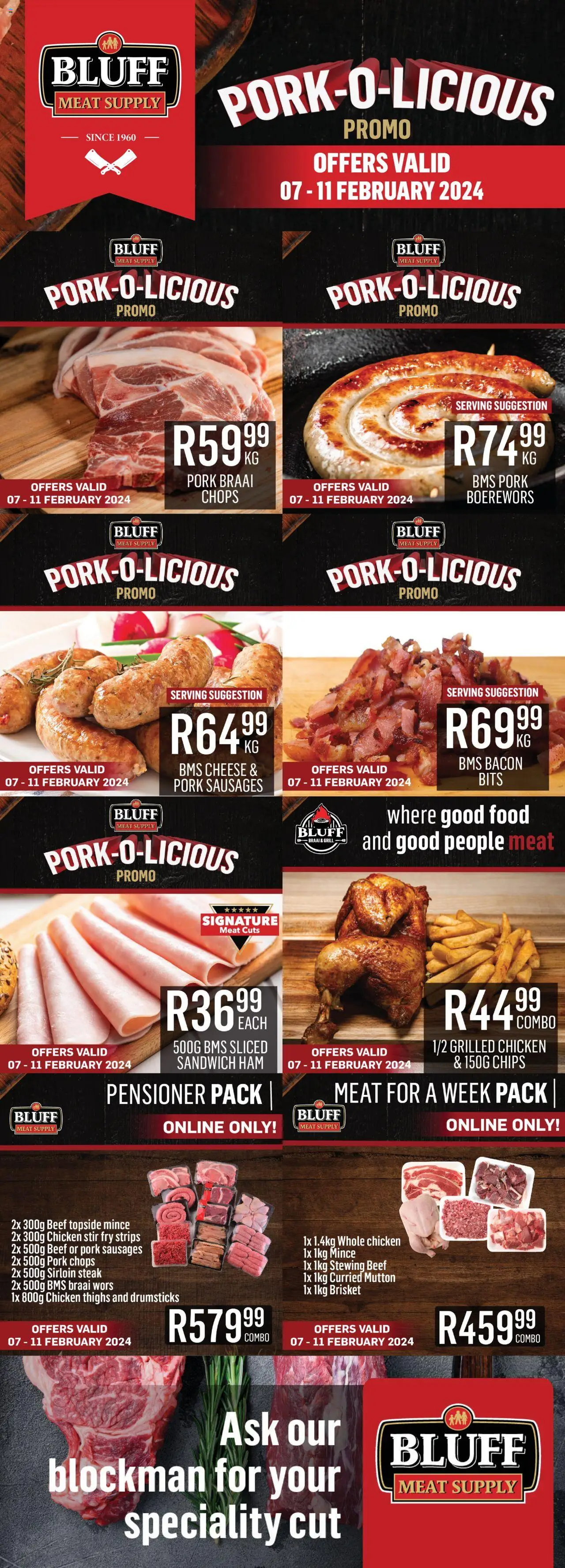 Bluff Meat Supply Weekly Specials from 07/02 - 11/02/2025 > Promotions - Chicken, Steak, Chips, Boerewors, Grill, Pork, Beef, Bacon
