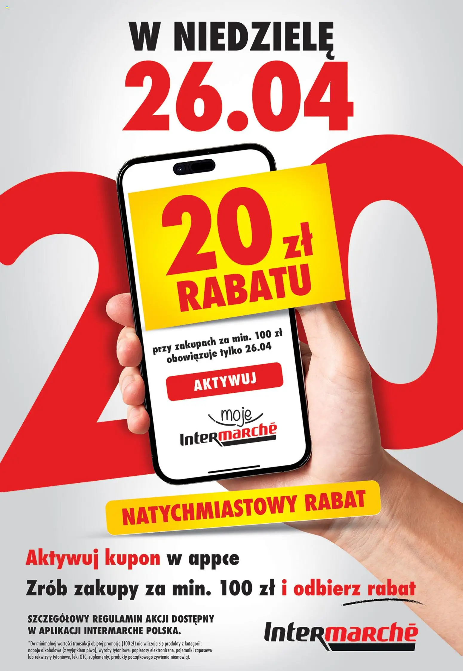 Pogląd gazetki "Intermarche konkurs - W niedzielę 26.04 zgarnij E-BON 20 zł" ze sklepu Intermarche ważnej od 22.04.2026