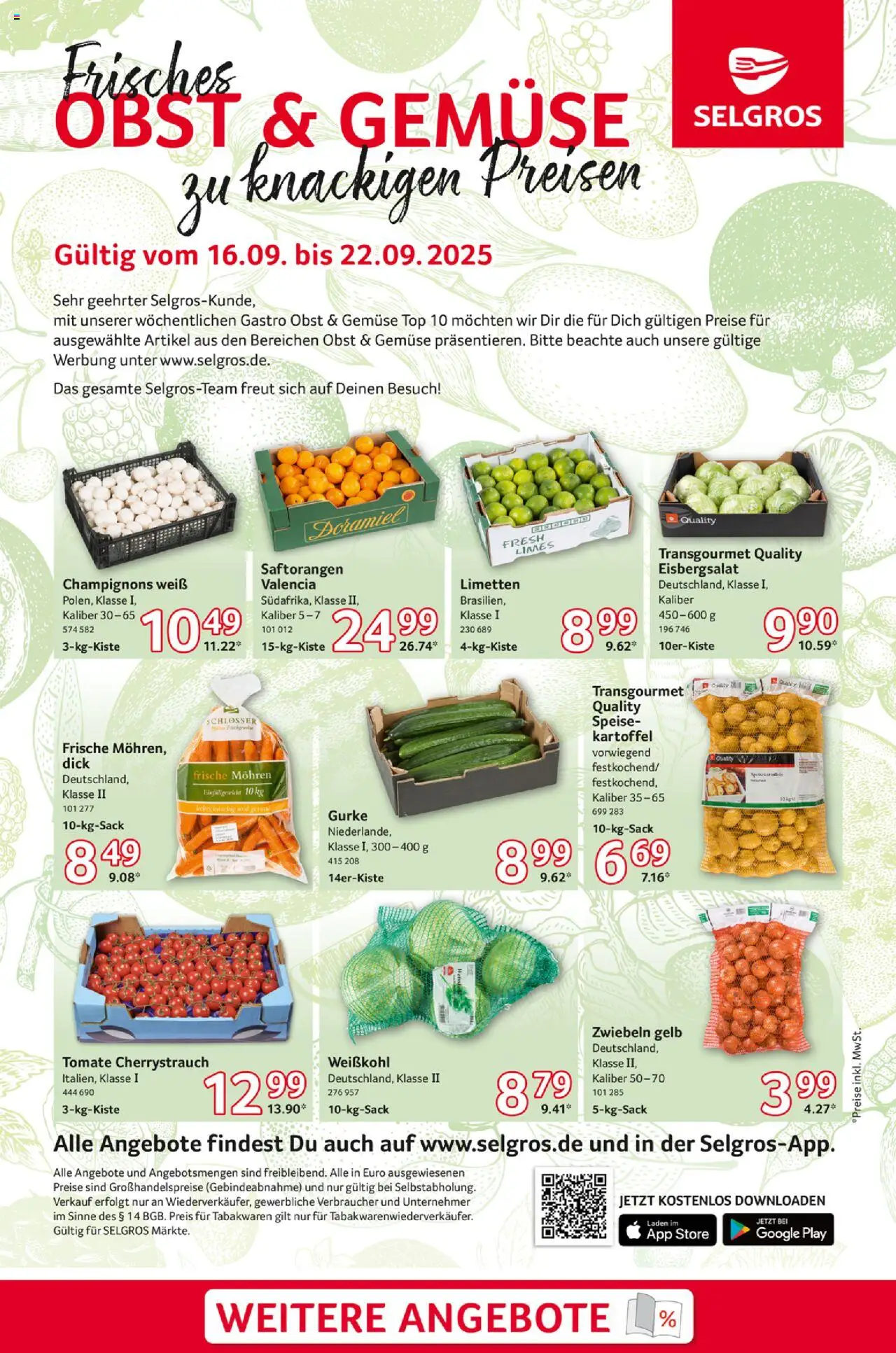 Selgros Obst & Gemüse (vom 16.09.2025 - 22.09.2025)