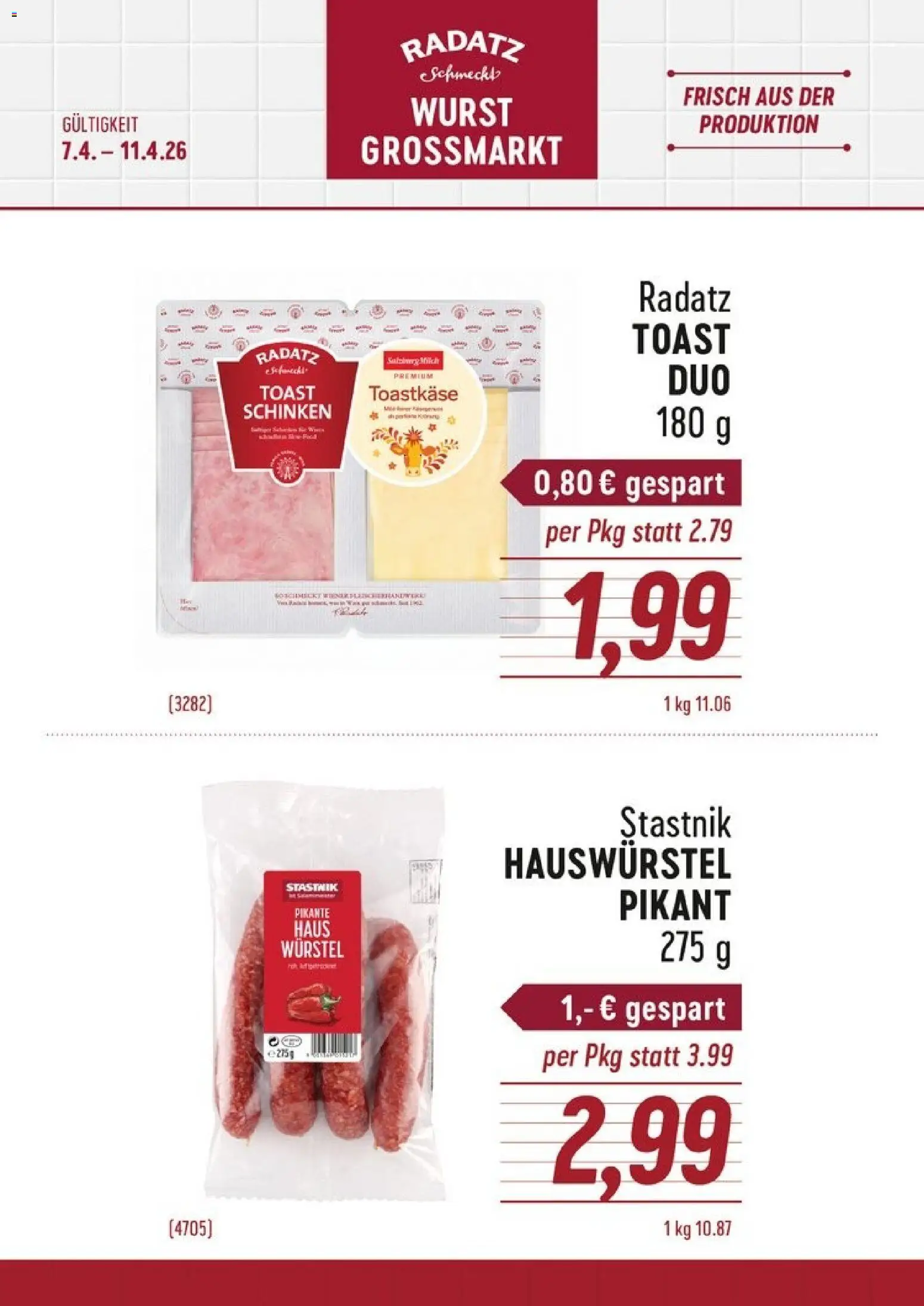 Vorschau der Angebote: Radatz Radatz Flugblatt gültig ab 07.04.2026 - Wurst, Schinken